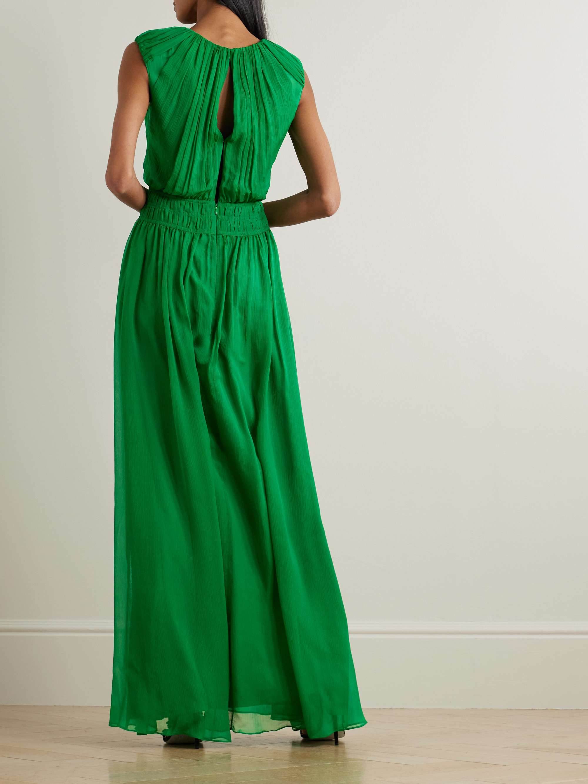 Maryam gathered silk-blend crepon maxi dress view