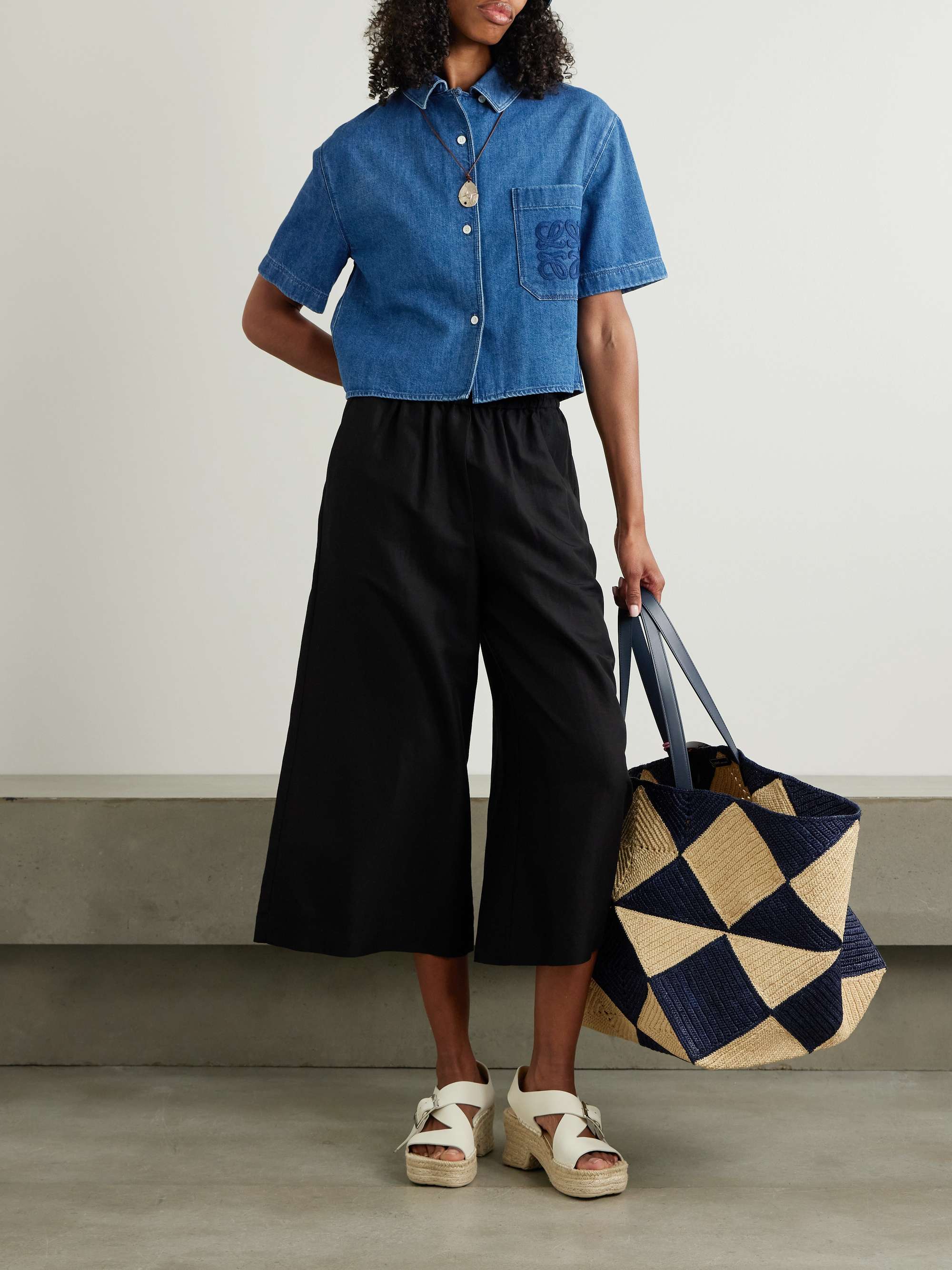 + Paula's Ibiza appliquéd voile wide-leg pants view