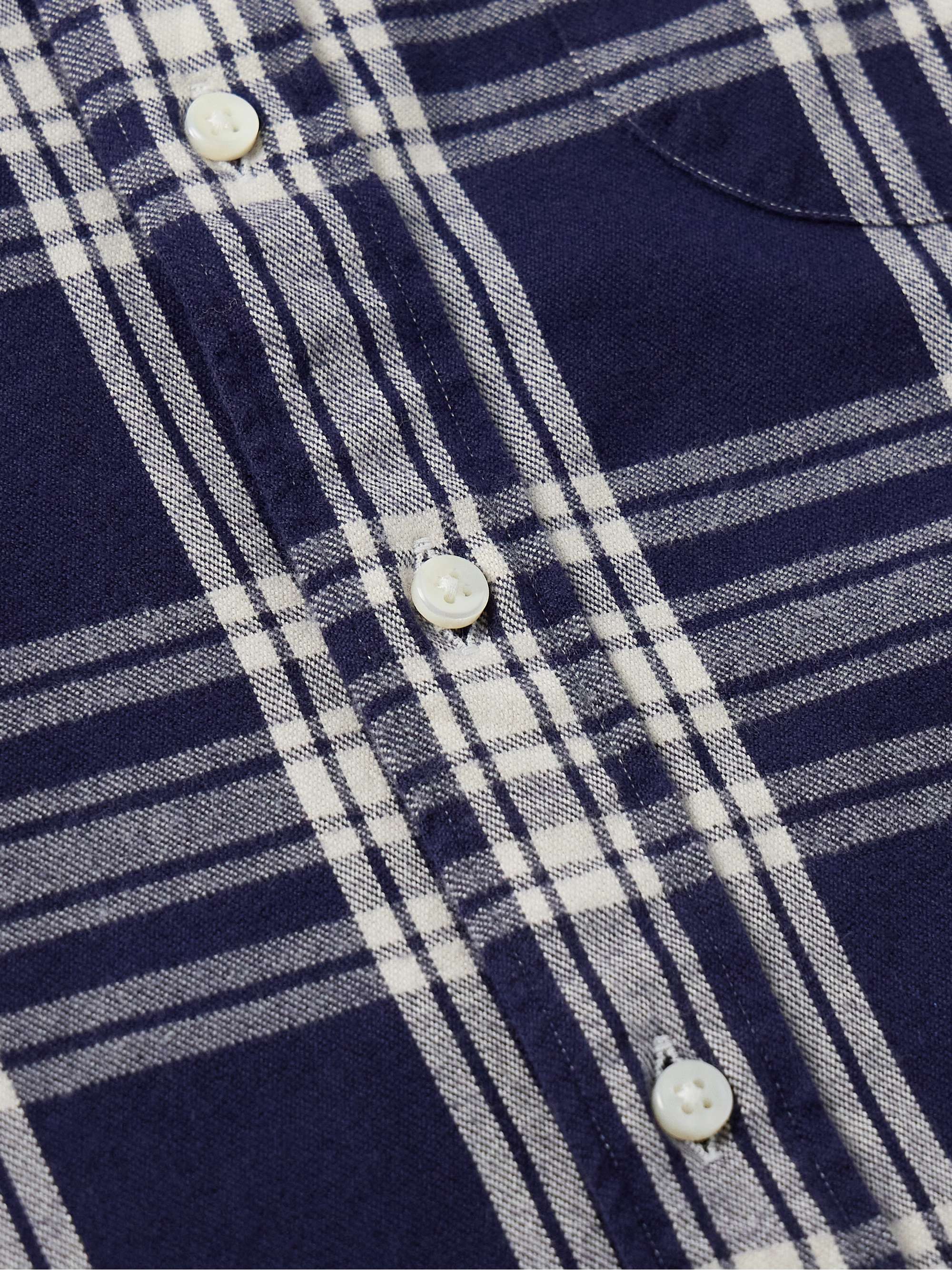 Slim-Fit Checked Brushed Cotton-Twill Shirt view