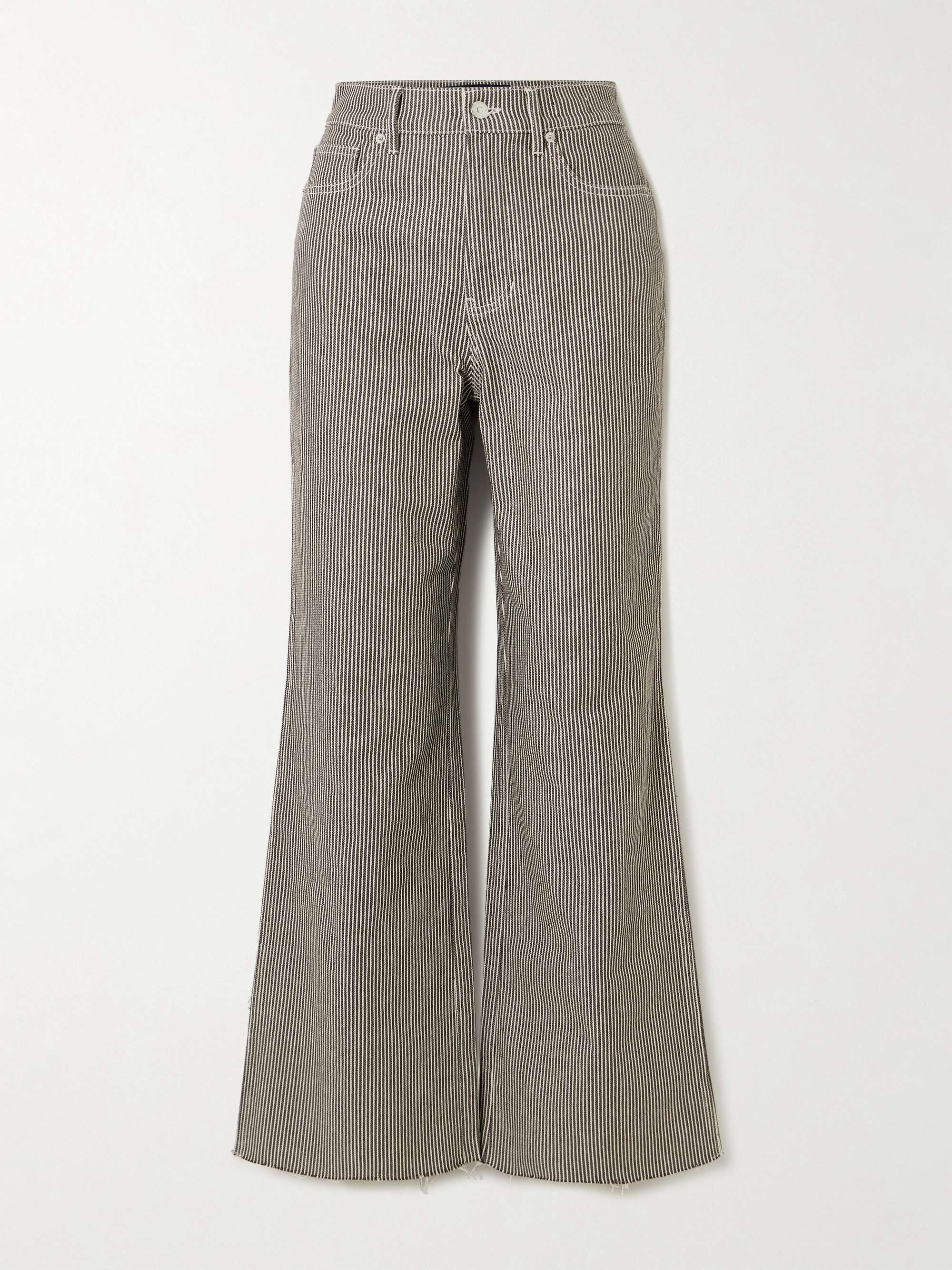 Taylor frayed striped high-rise wide-leg jeans view