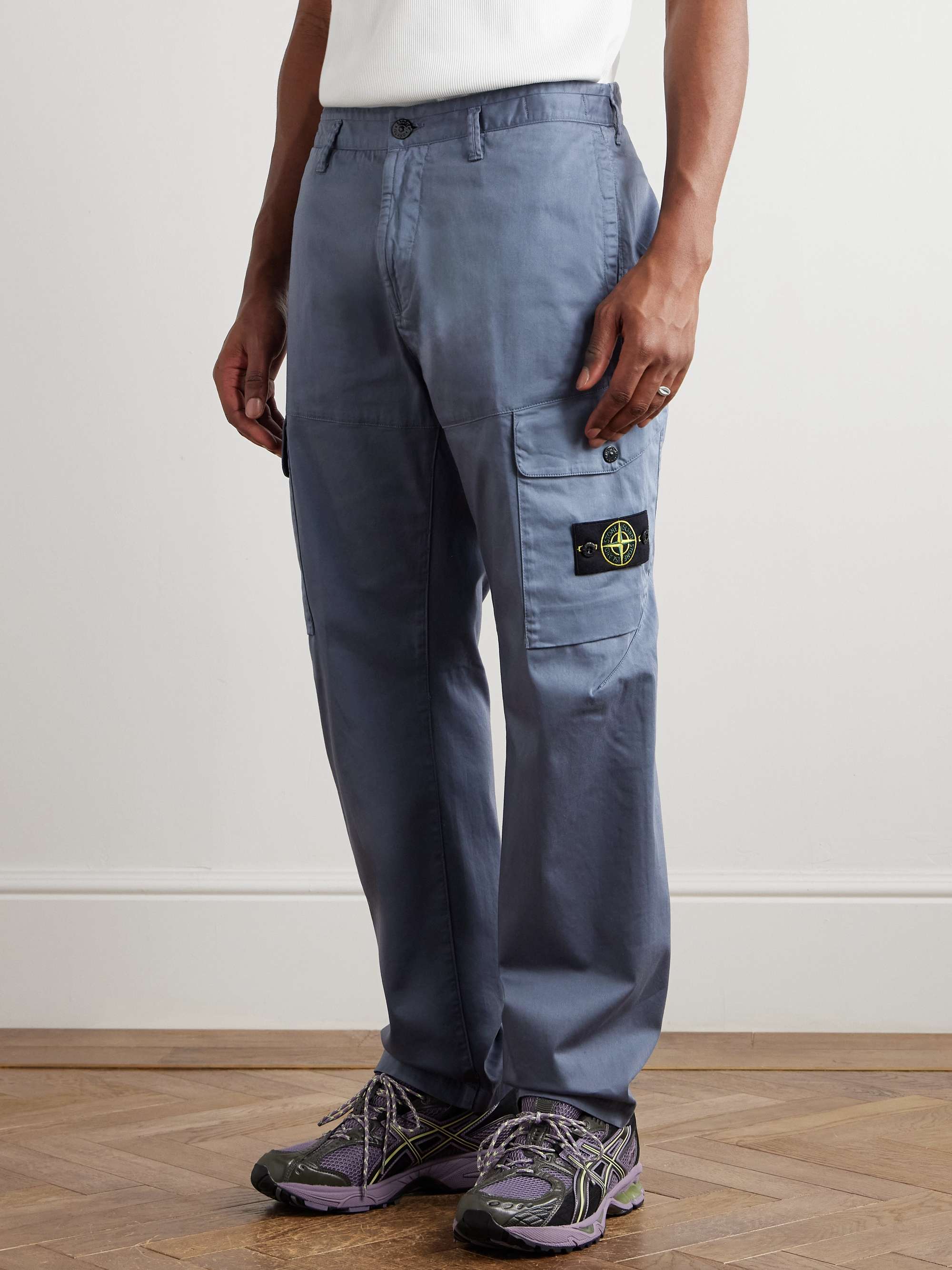 Straight-Leg Stretch Organic Cotton Satin-Twill Trousers view