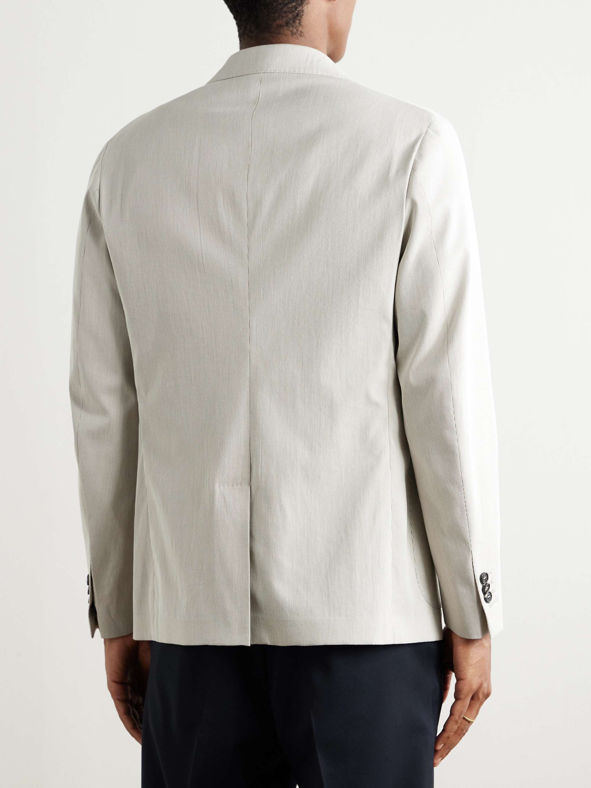 Slim-Fit Striped Cotton Suit Jacket view