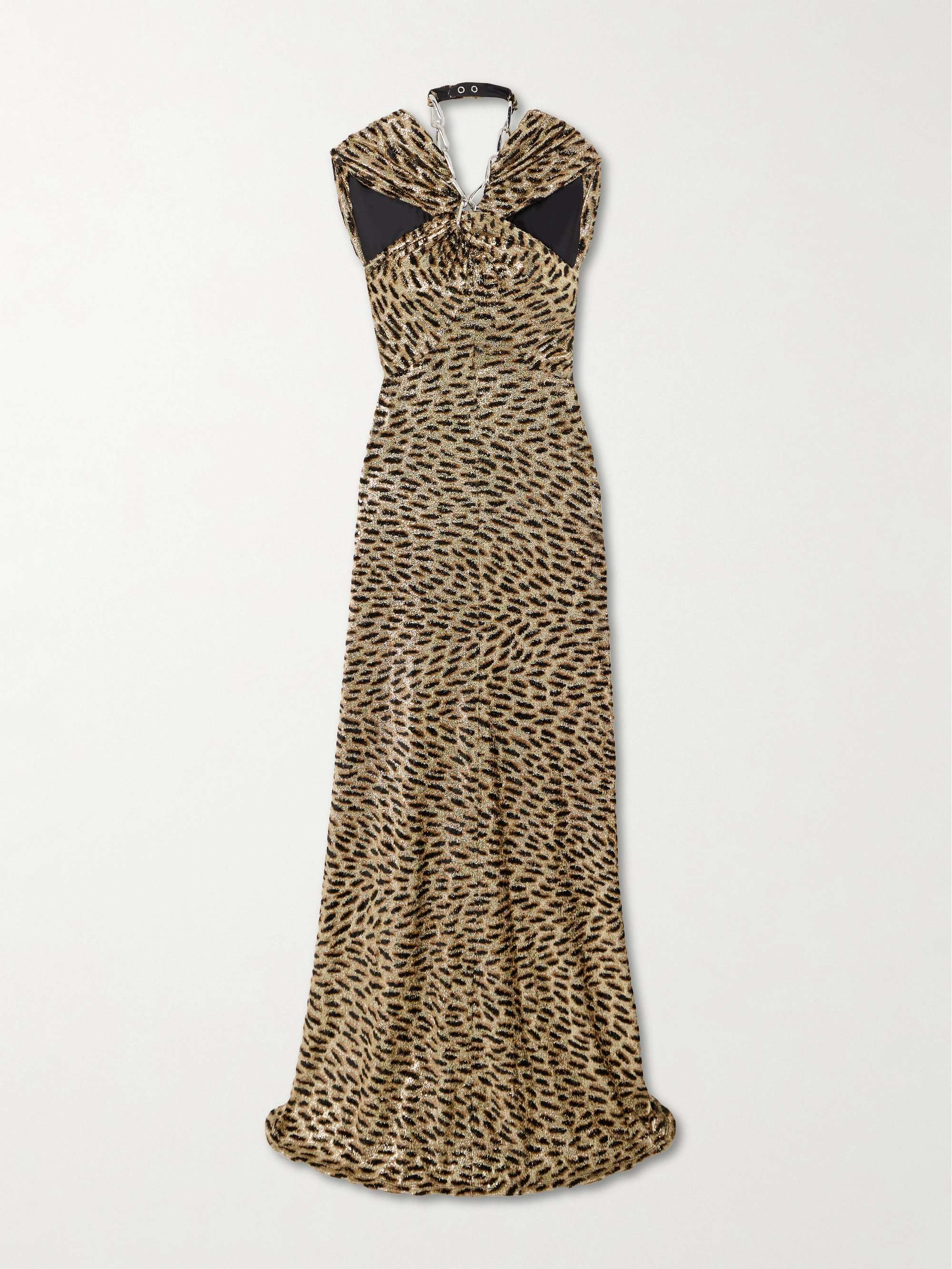 Embellished leopard-print fil coupé lamé maxi dress view