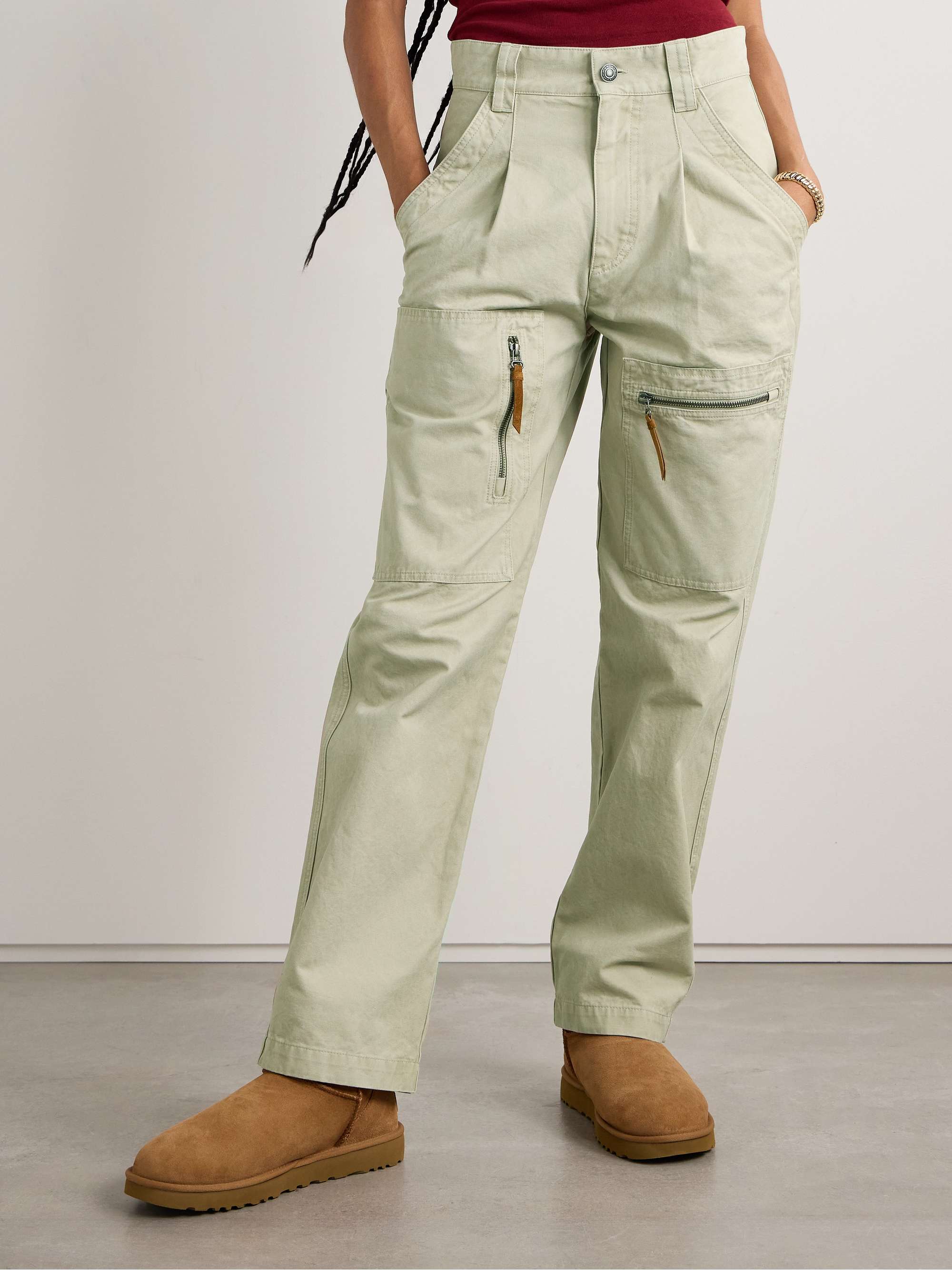 Kanna pleated cotton-canvas straight-leg cargo pants view