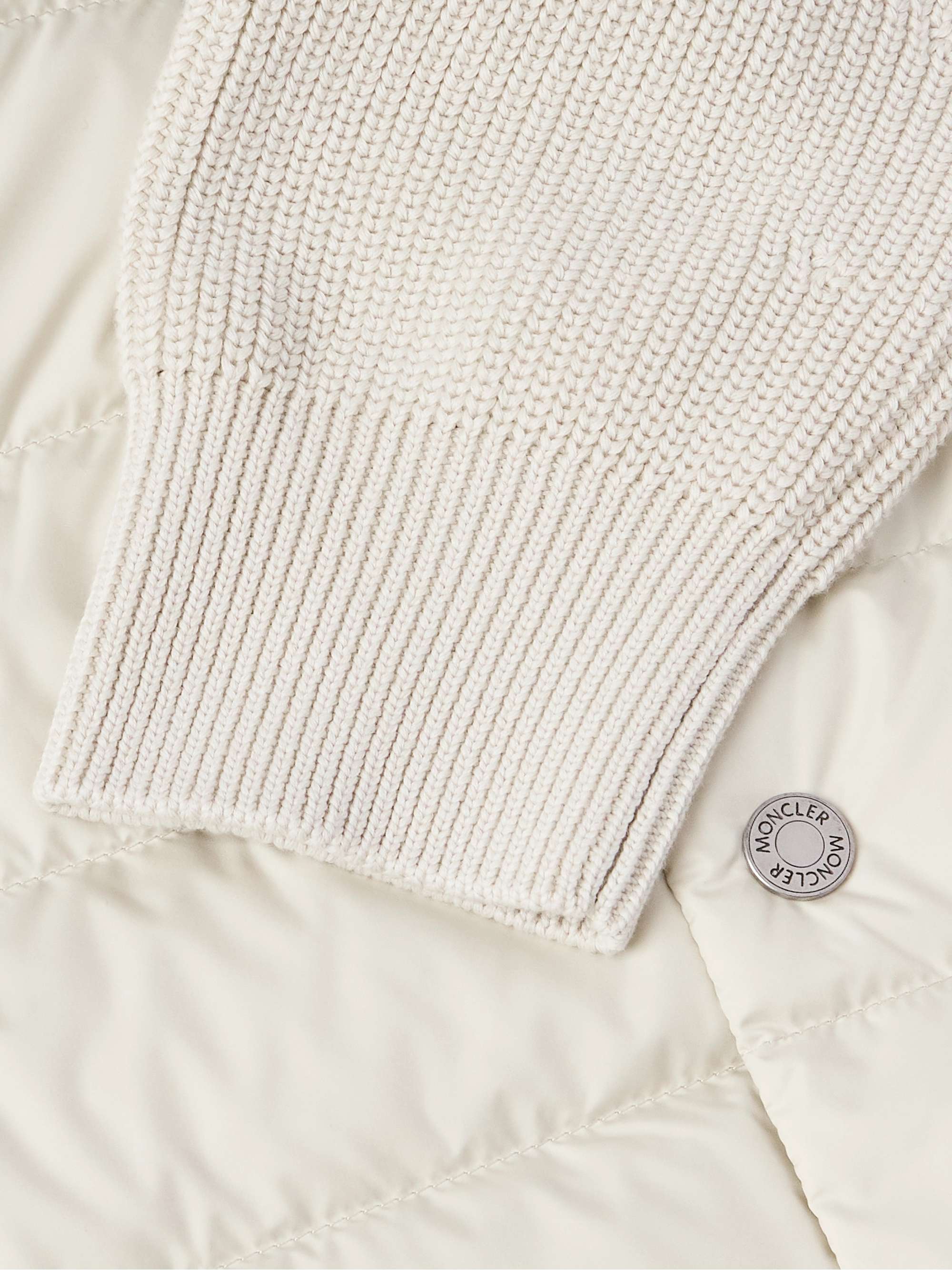 Ribbed Cotton and Quilted Shell Down Zip-Up Cardigan view