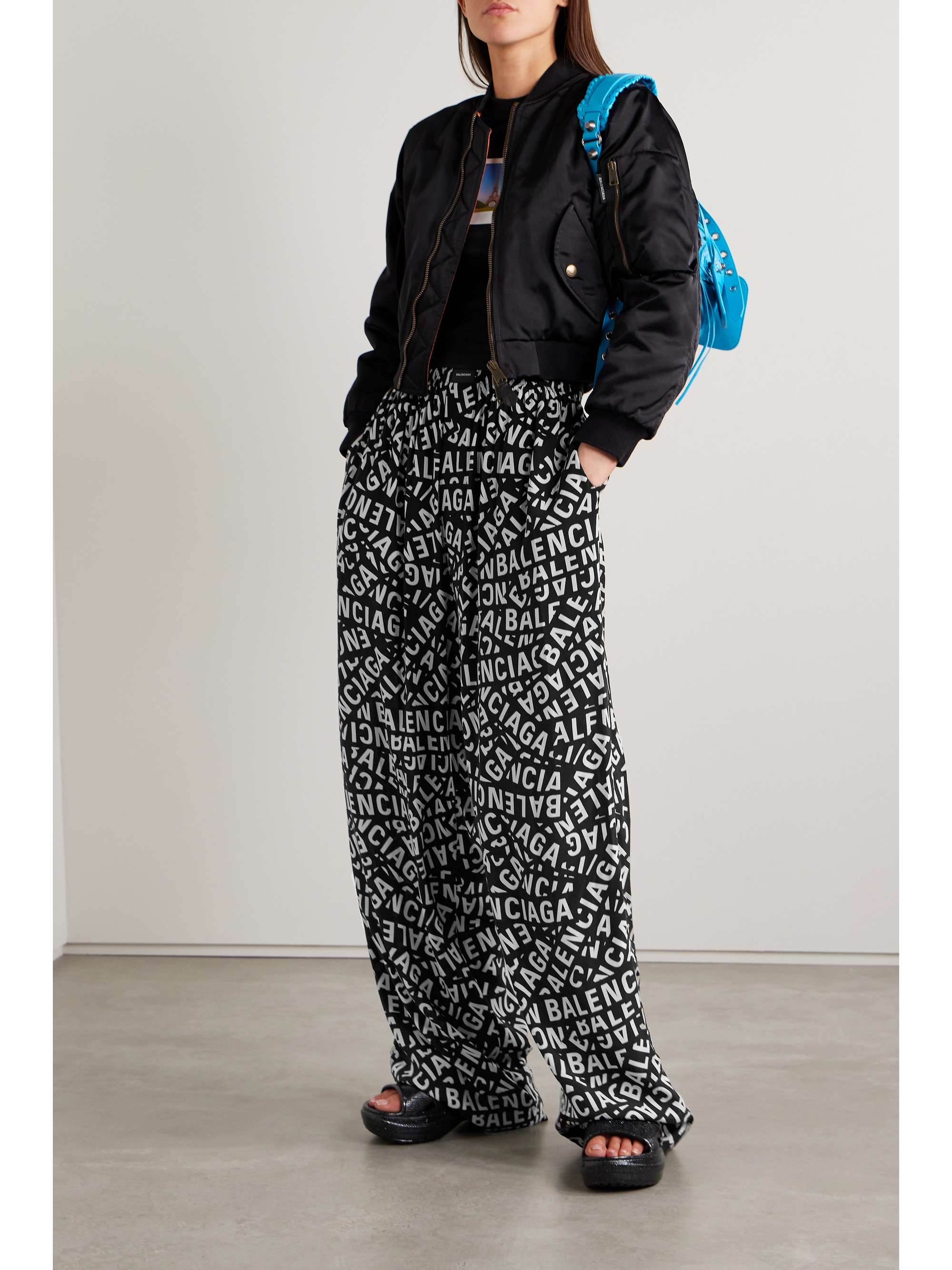 Printed poplin pajama pants view
