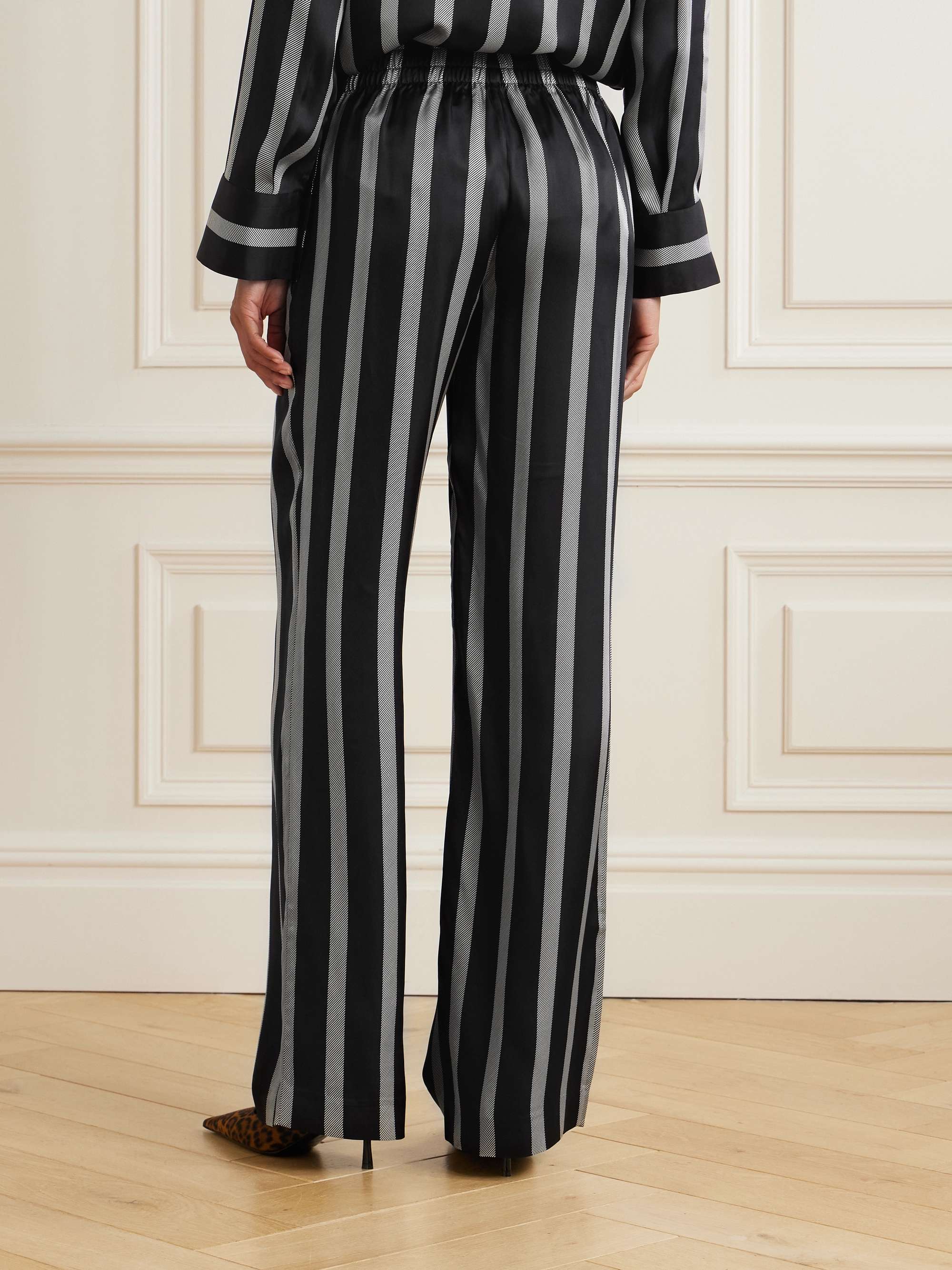 Soto striped silk-blend twill wide-leg pants view