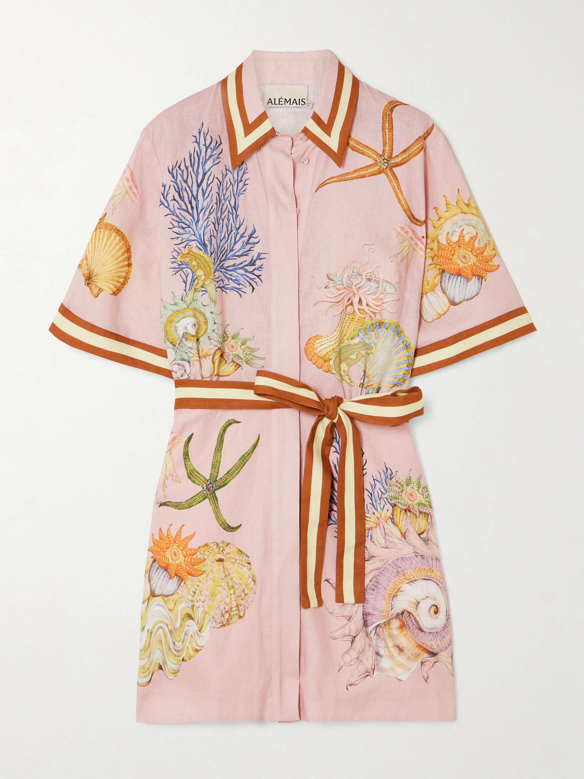 + Sam Pauletto Nereids belted printed linen-gauze mini shirt dress view