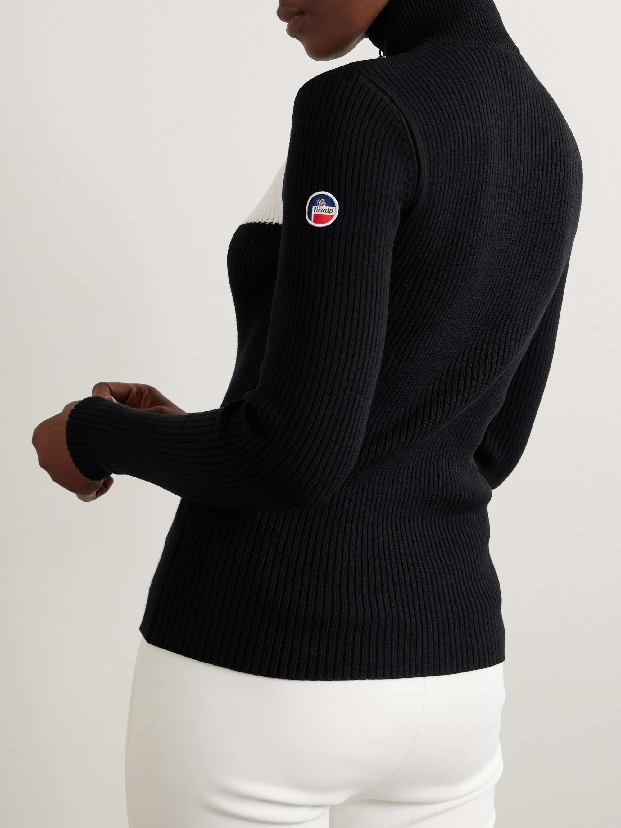 Andromede striped ribbed-knit half-zip sweater view