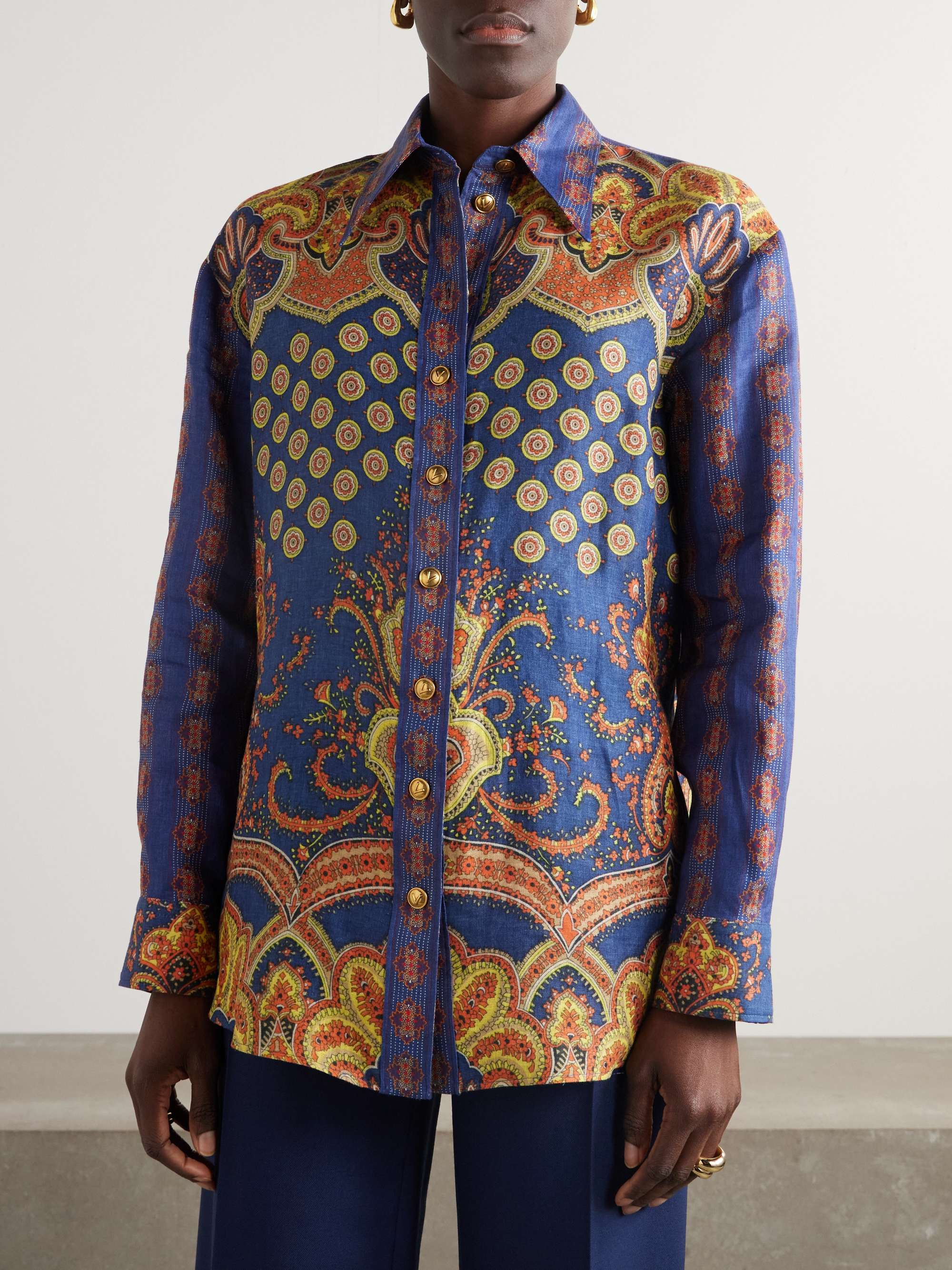 Paisley-print linen shirt view