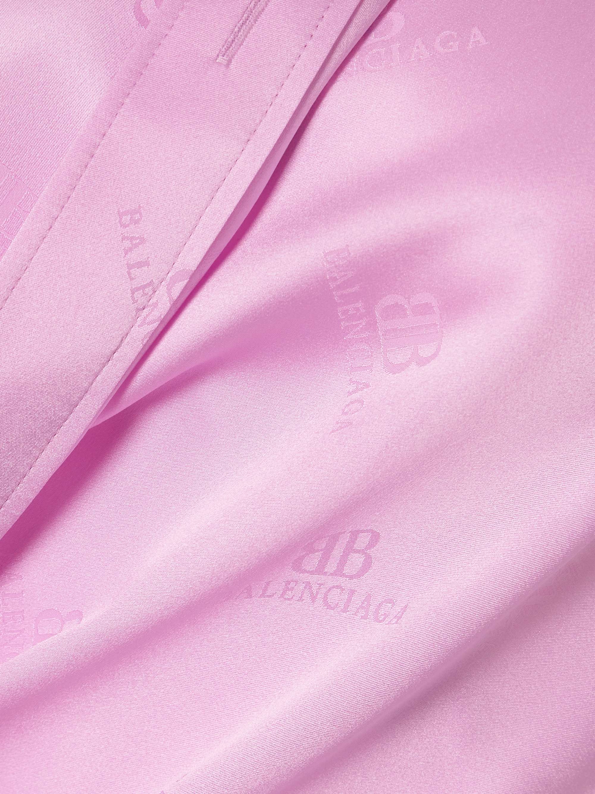 Draped logo-jacquard silk mini wrap dress view