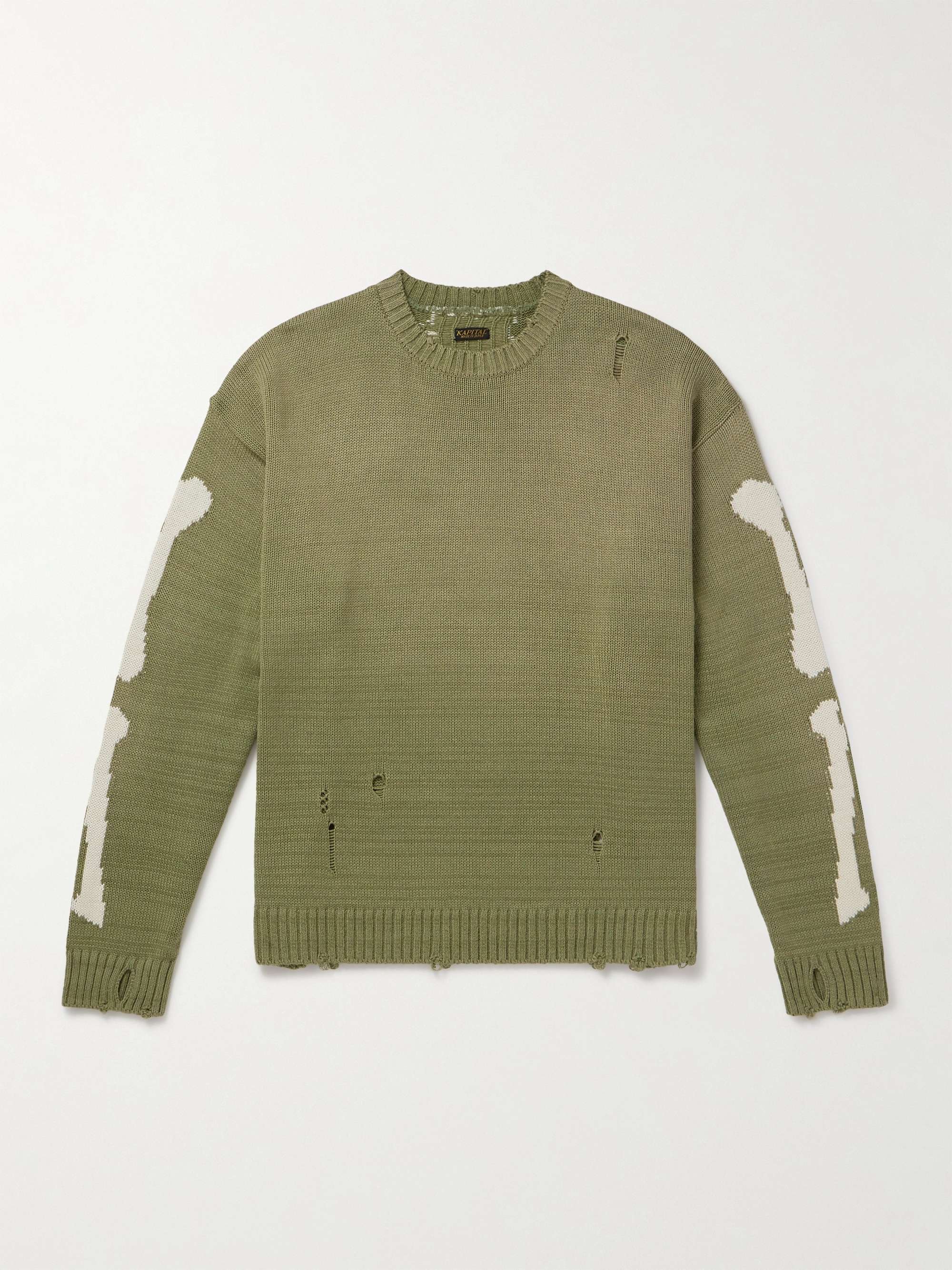 5G Distressed Intarsia Cotton-Blend Sweater view
