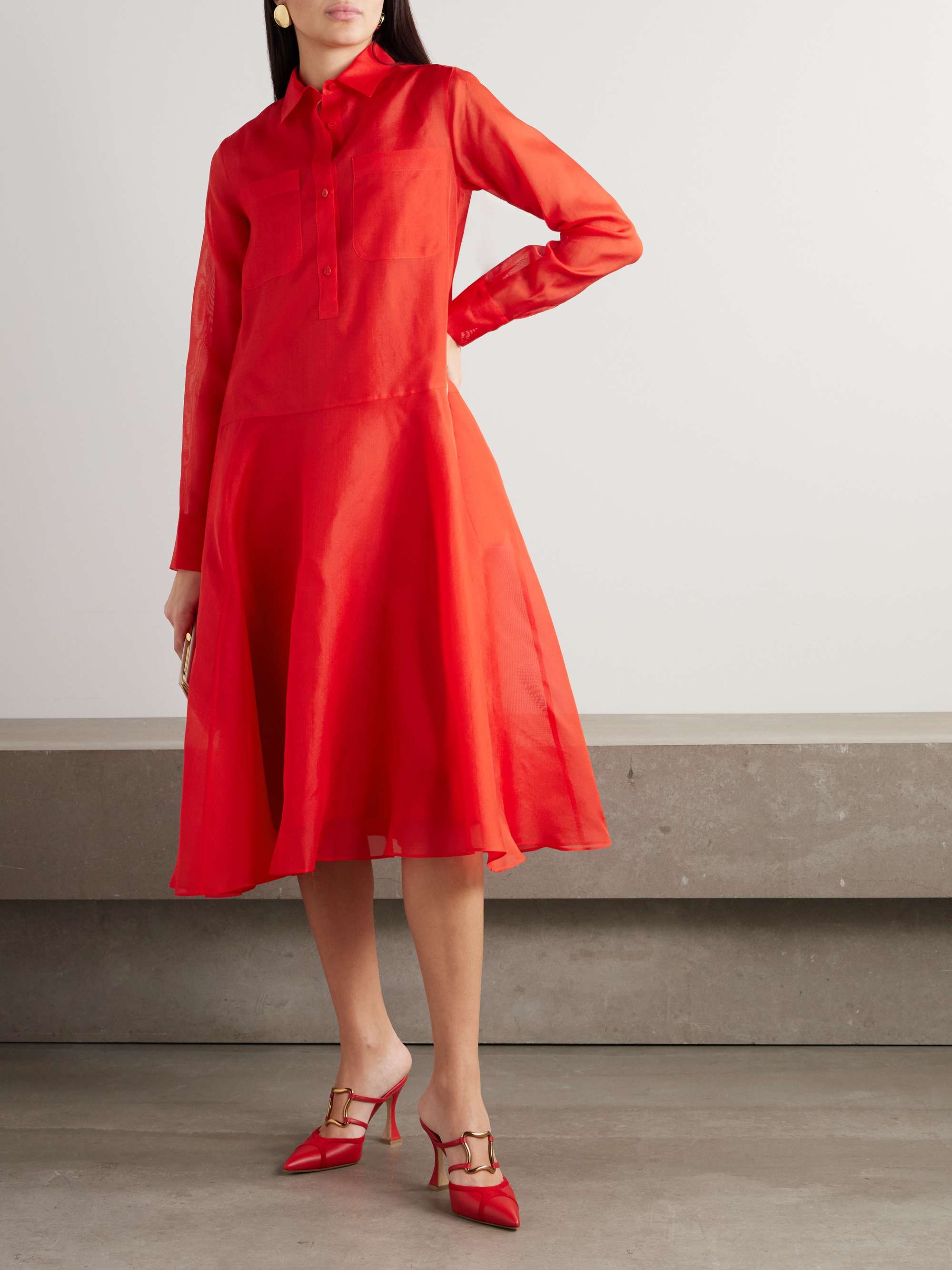 Sissy silk-organza midi dress view