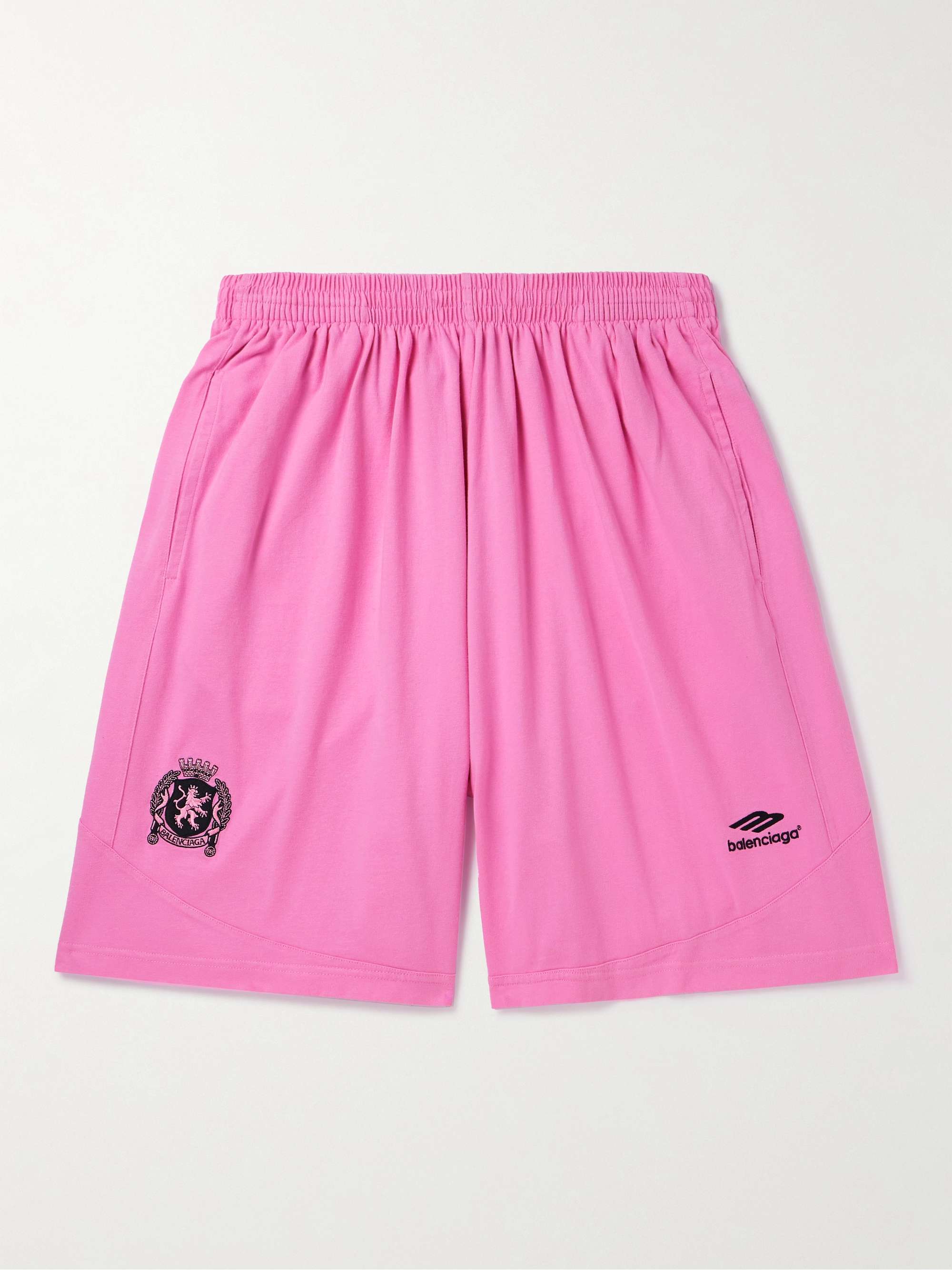 Wide-Leg Logo-Embroidered Cotton-Jersey Shorts view