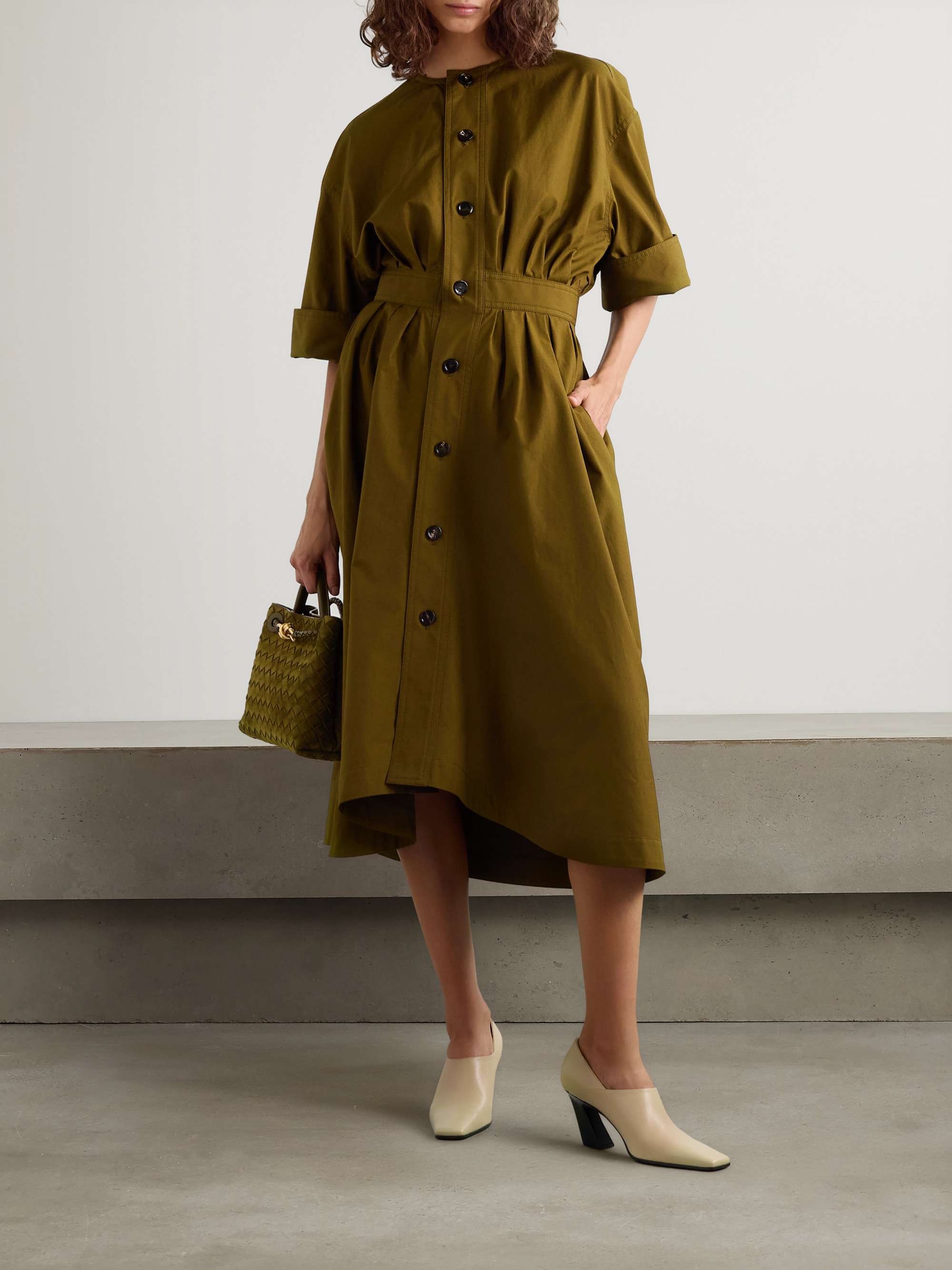 Cotton-canvas midi dress view