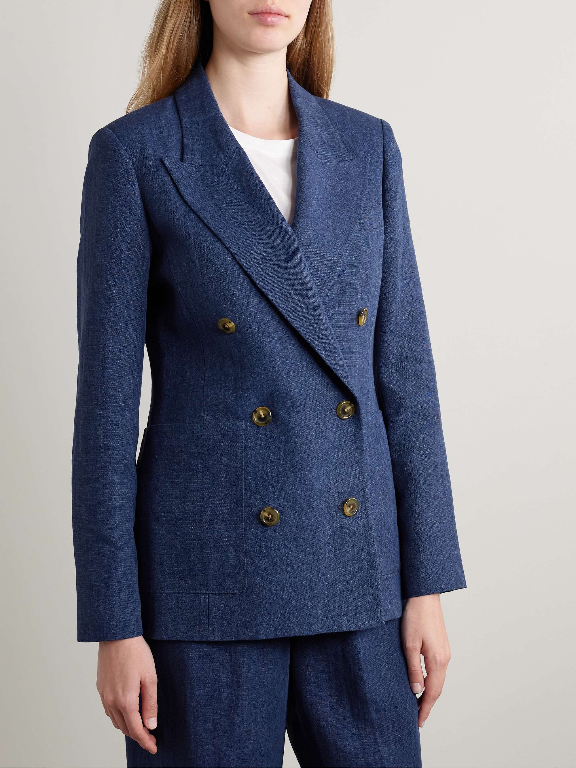 + Argent Chelsea double-breasted linen blazer view
