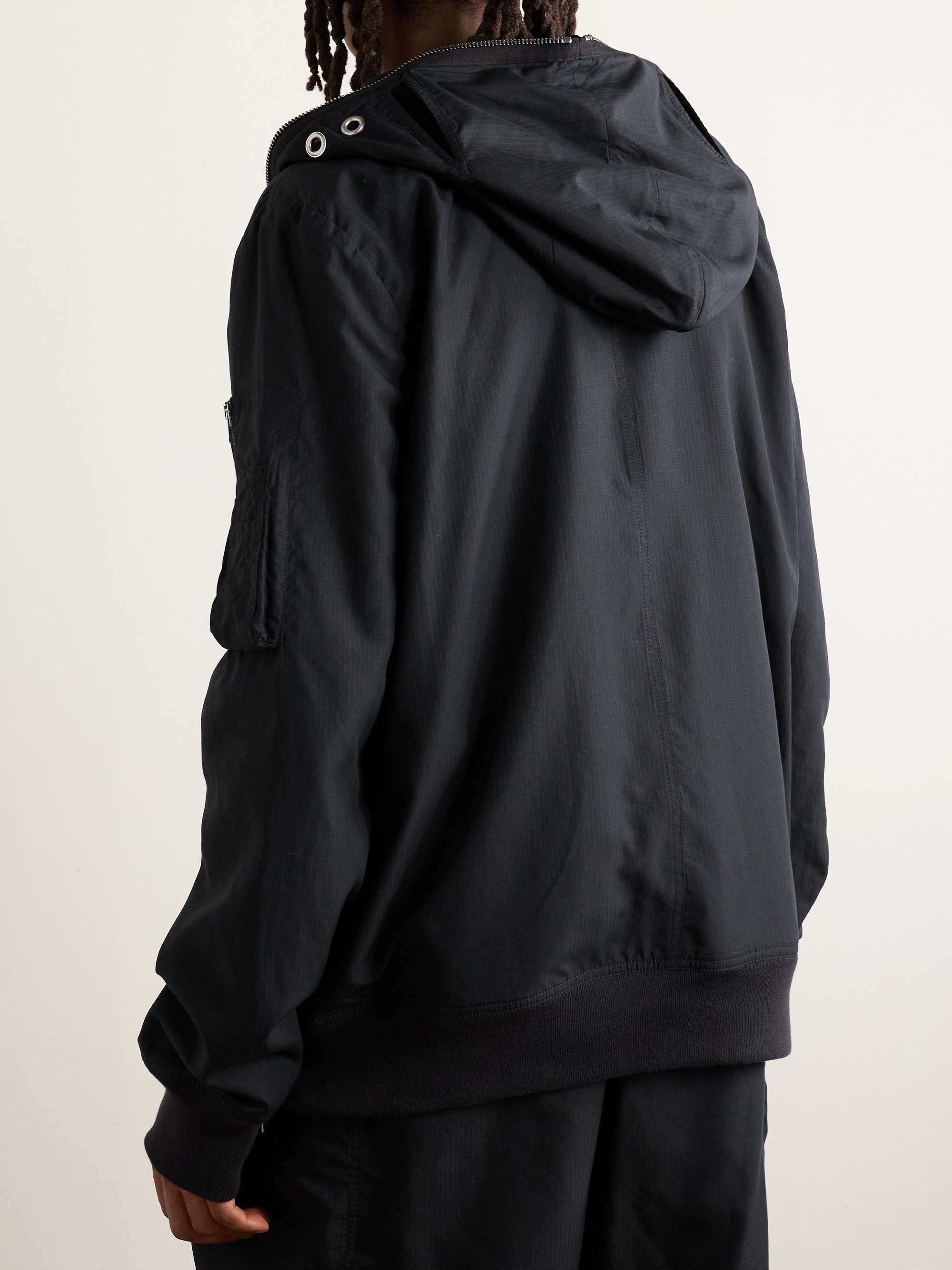 Padded Webbing-Trimmed TENCEL™ Lyocell-Ripstop Hooded Bomber Jacket view