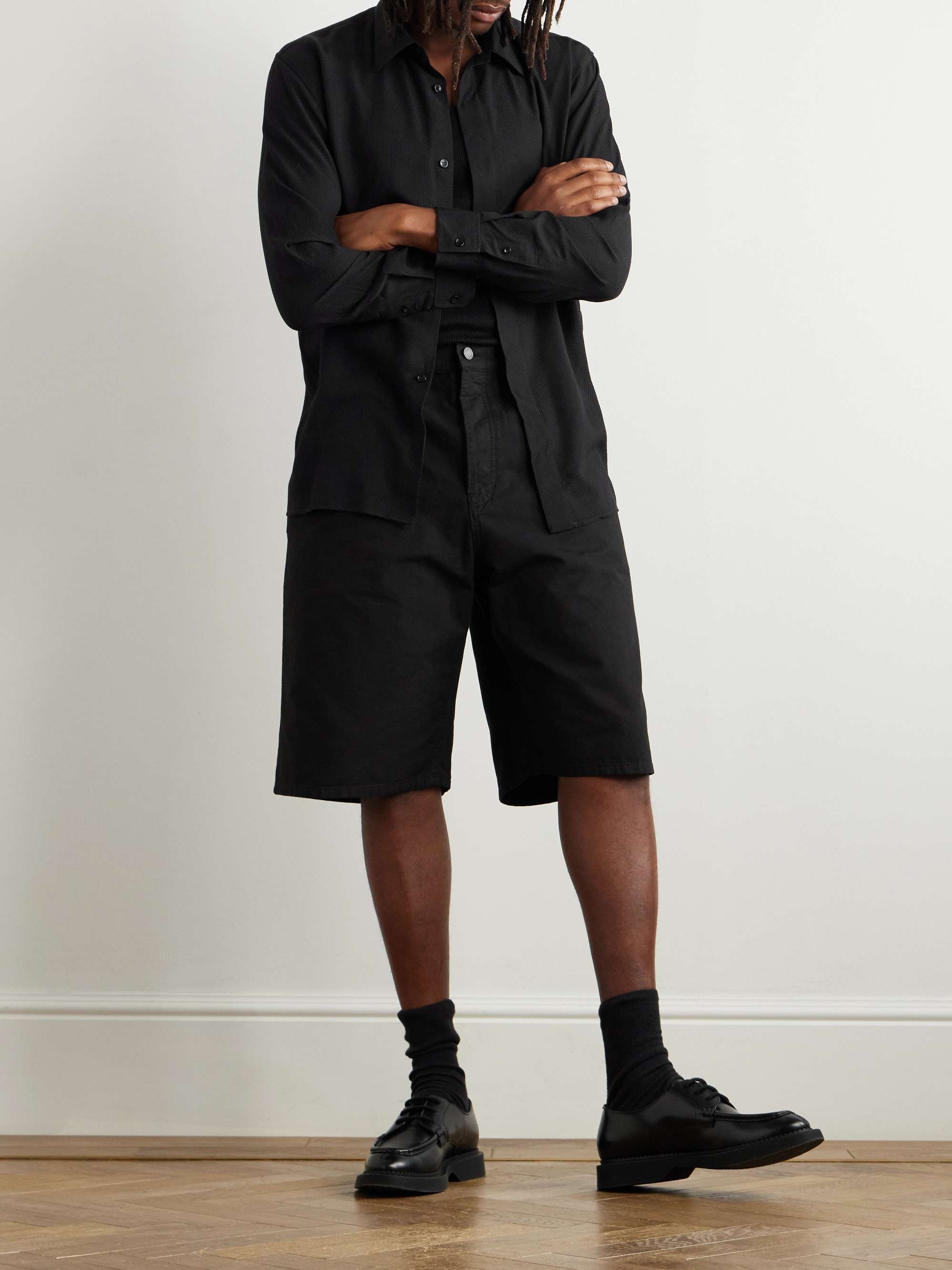 Wide-Leg Cotton-Canvas Shorts view