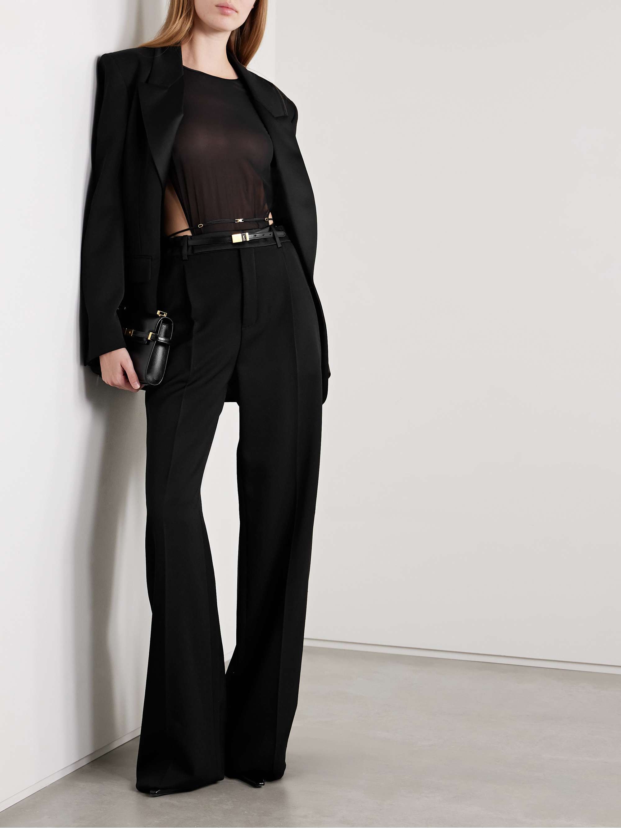 Satin-trimmed wool blazer view