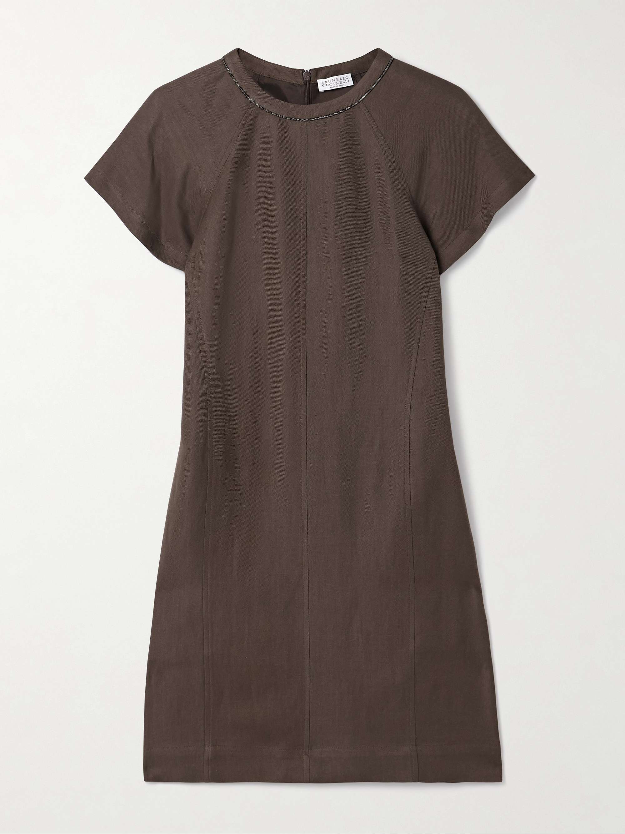 Bead-embellished twill mini dress view