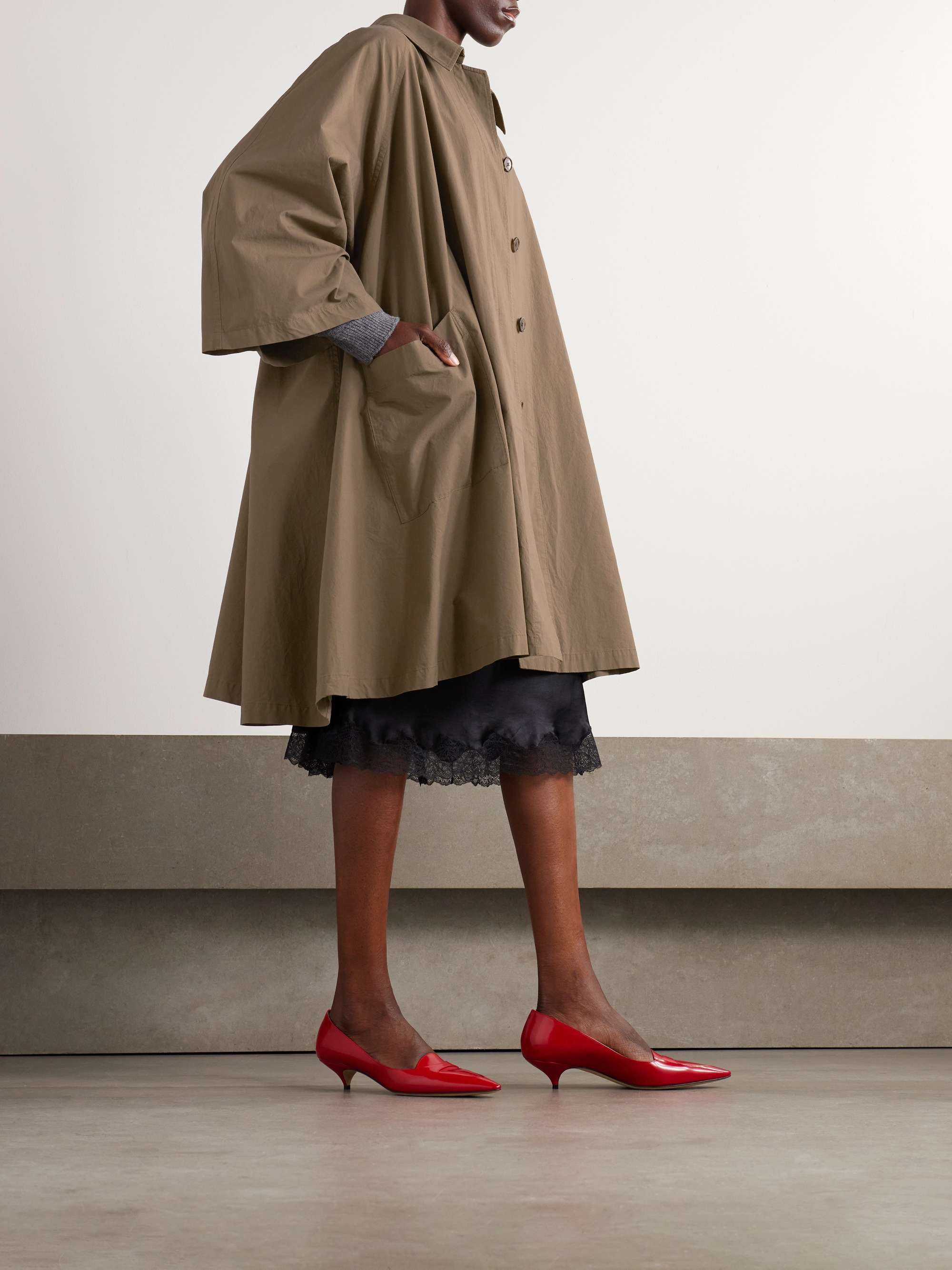 Leins oversized pleated cotton-poplin trench coat view