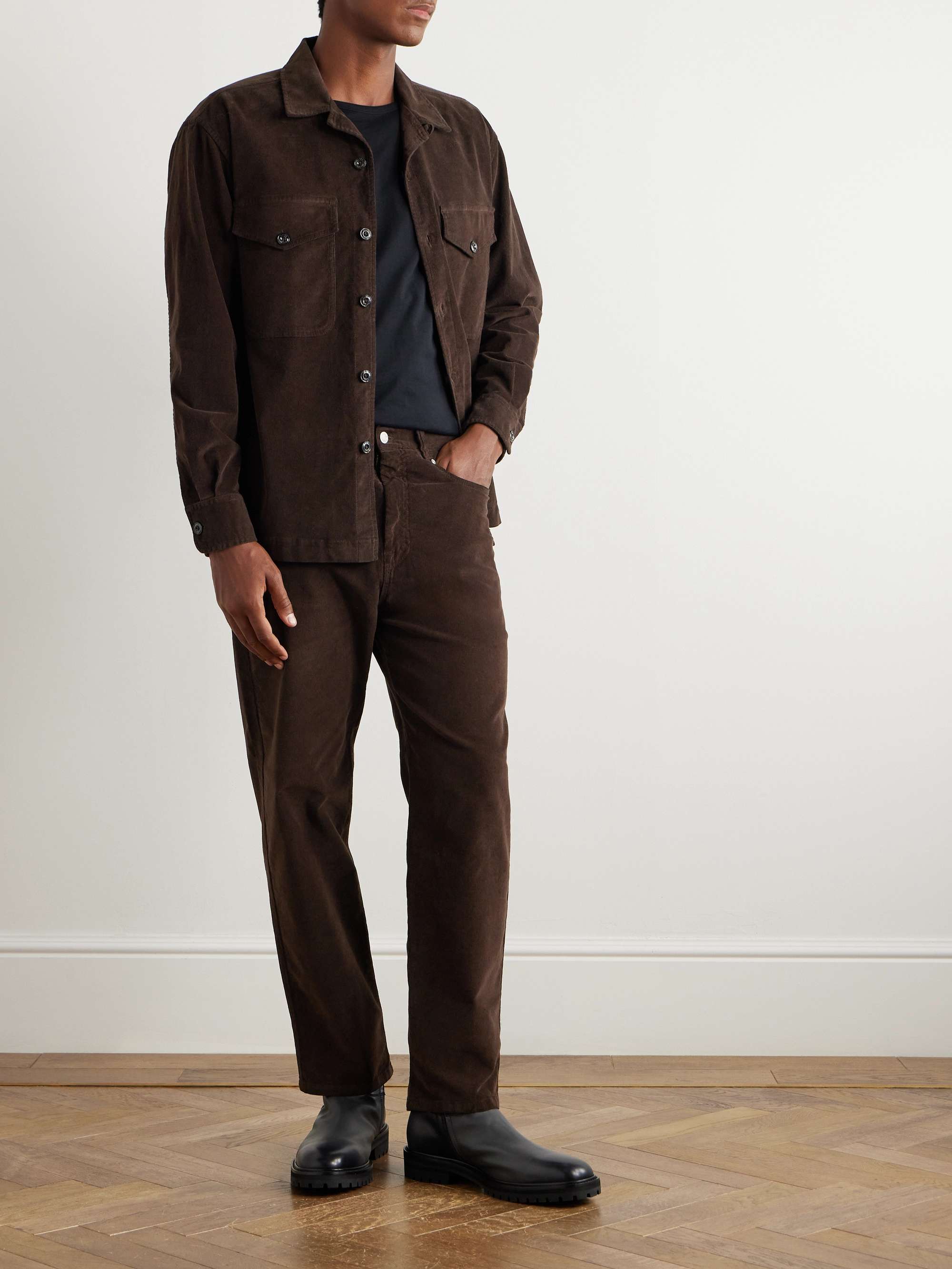 Convertible-Collar Cotton-Blend Corduroy Overshirt view