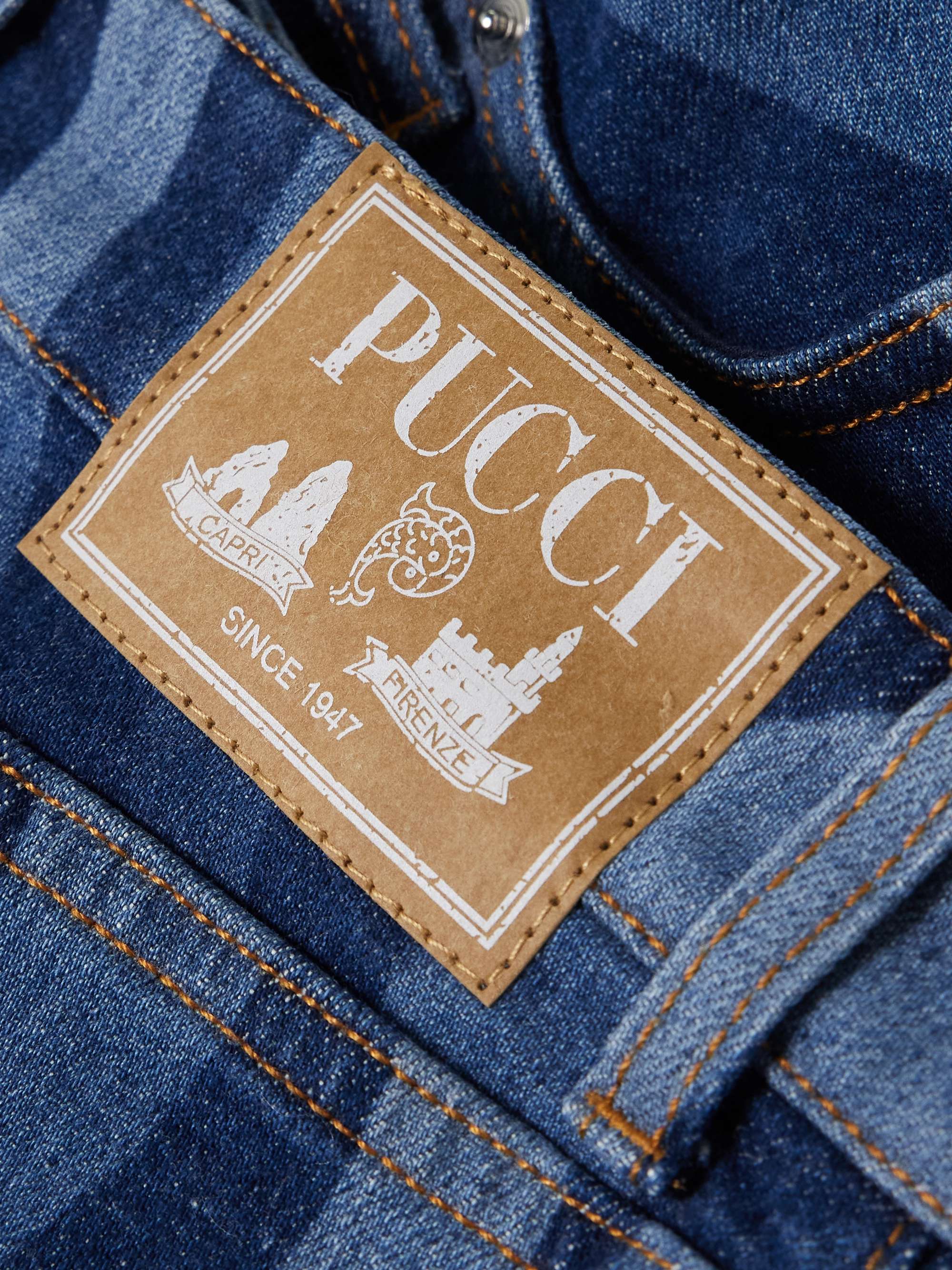 Marno frayed printed denim shorts view