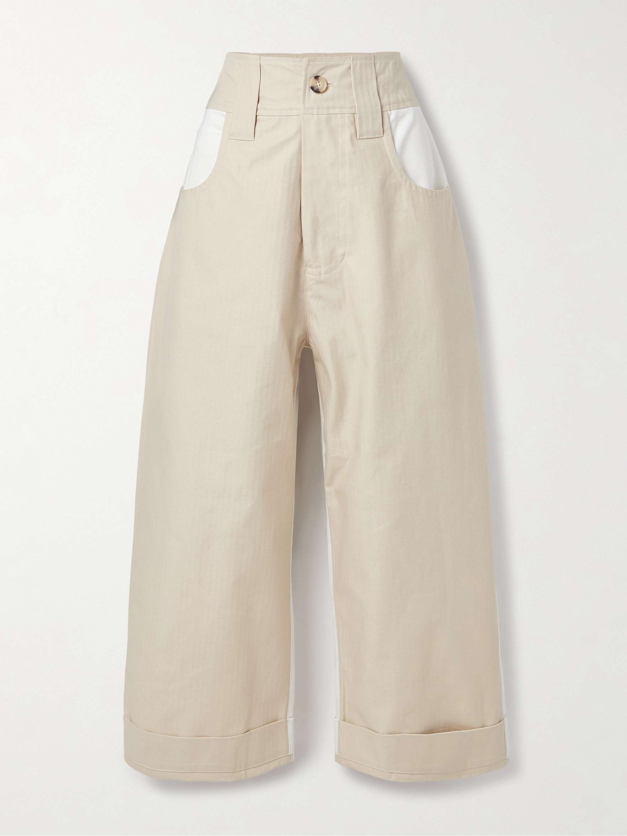 Paneled herringbone high-rise wide-leg jeans view
