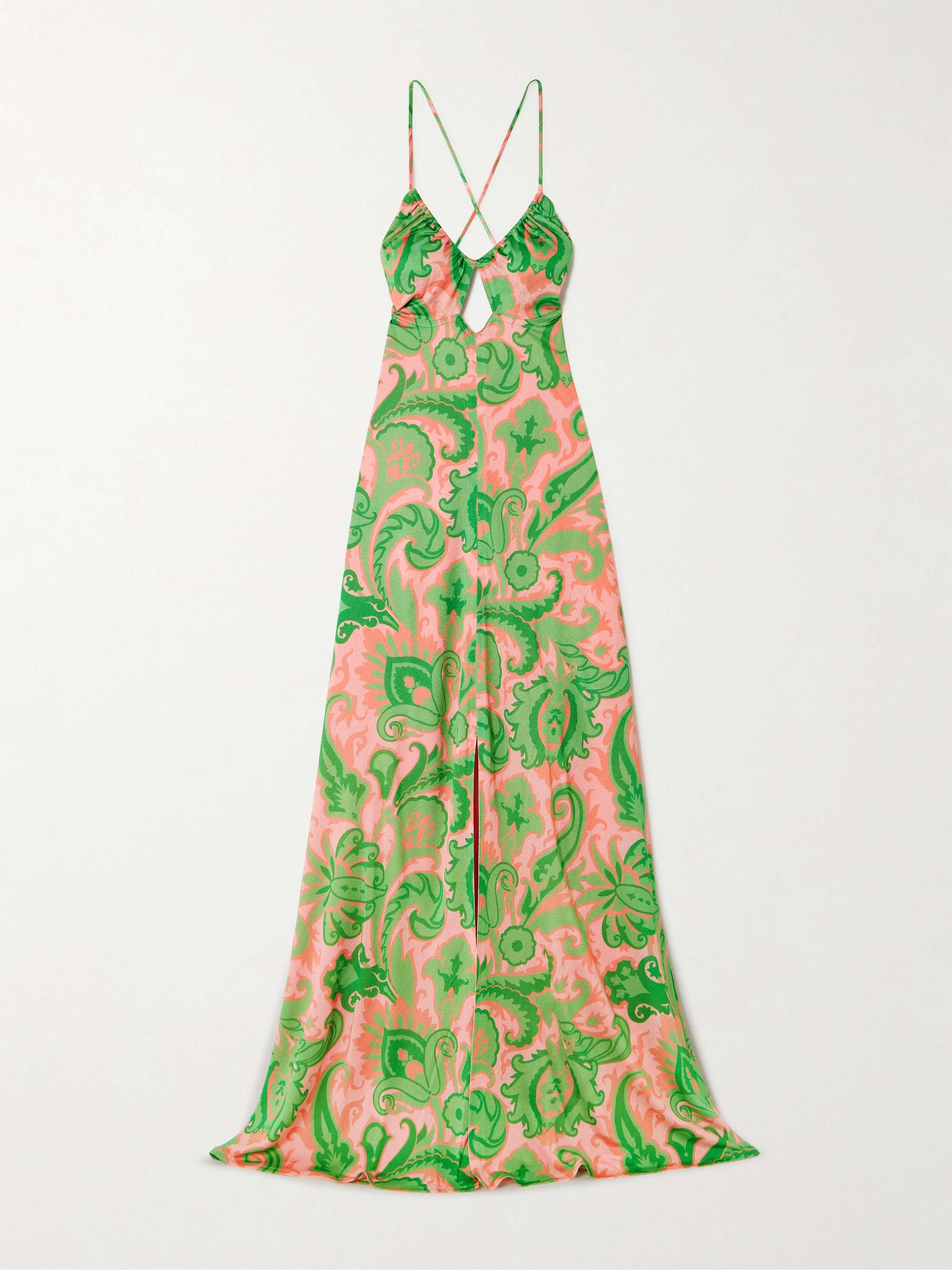 Cutout printed satin maxi dress view