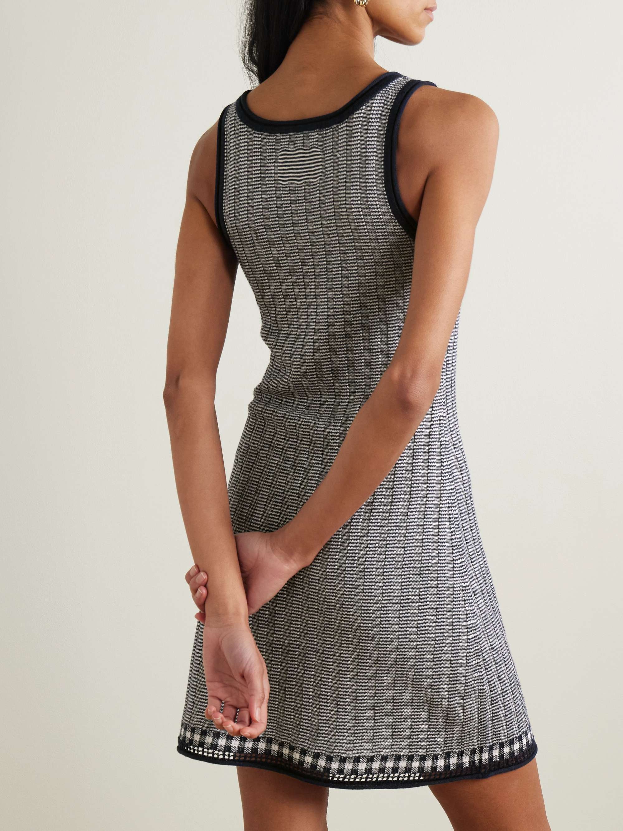 Striped silk and linen-blend mini dress view