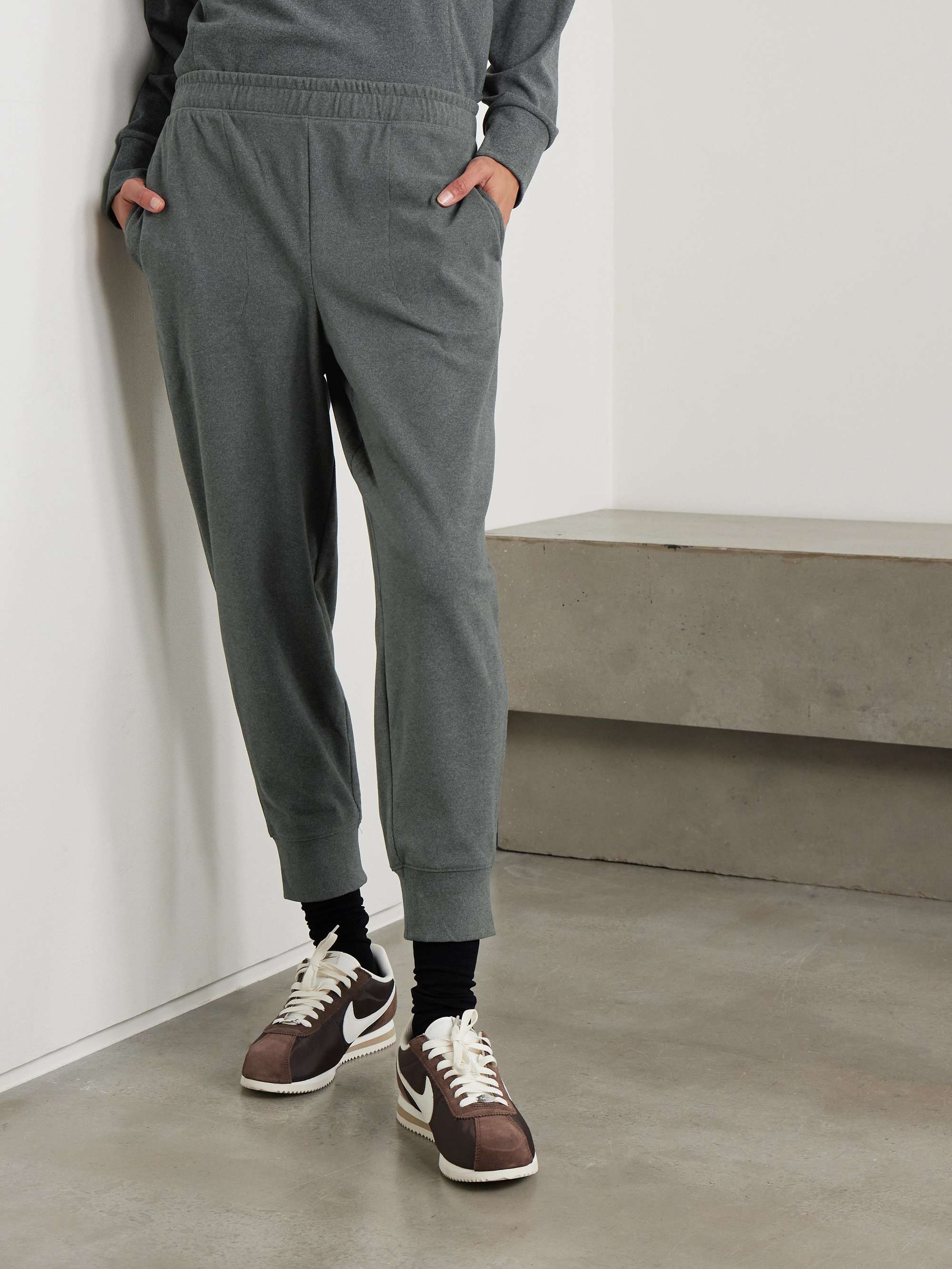 Brushed stretch-jersey tapered track pants view