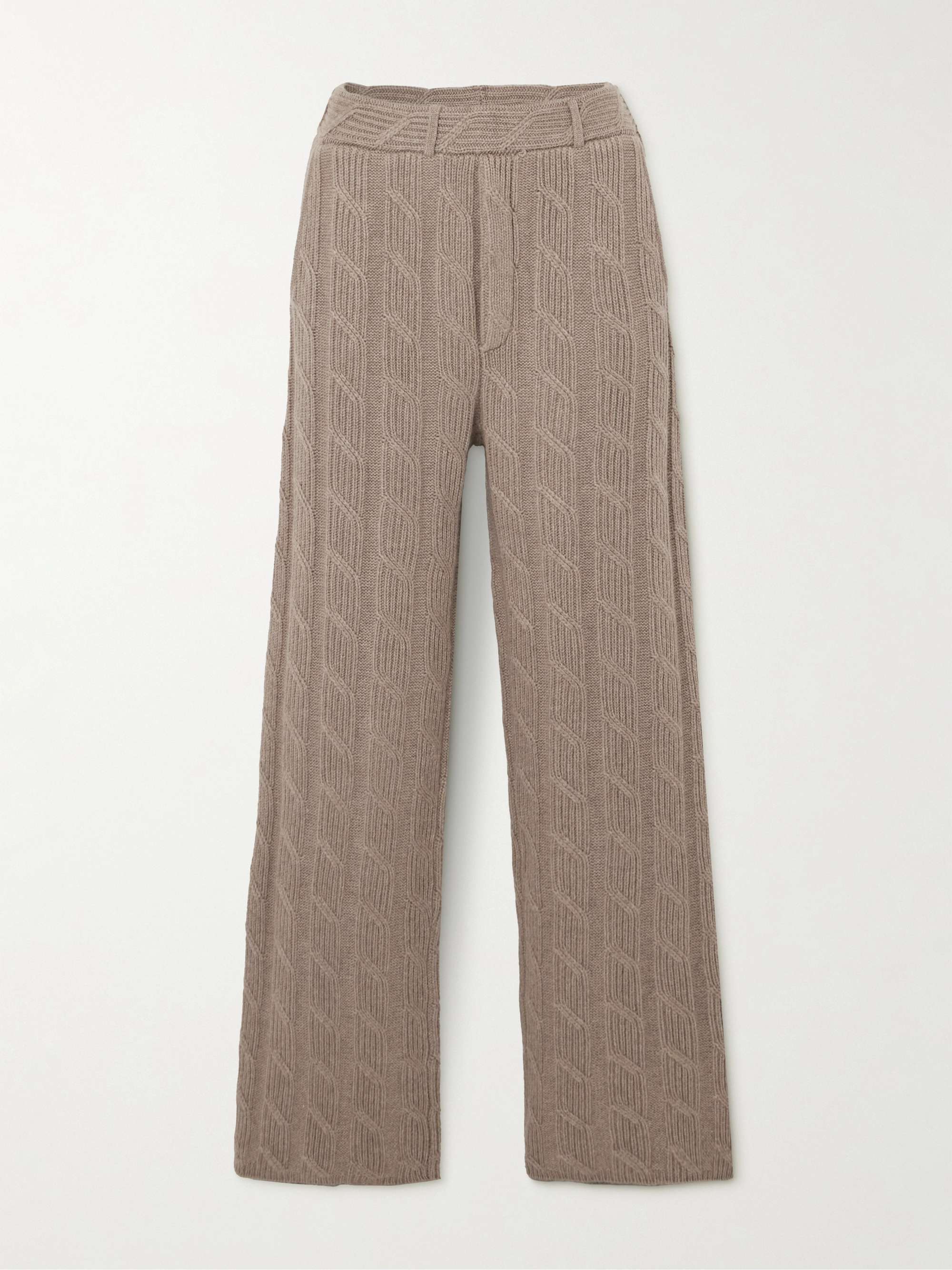 Ebba cable-knit cashmere wide-leg pants view