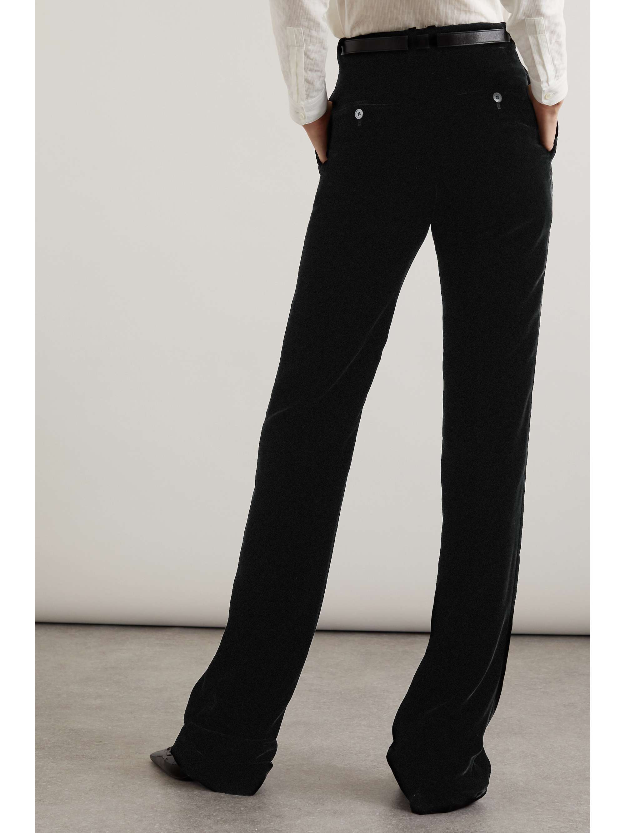 Pleated velvet flared pants view