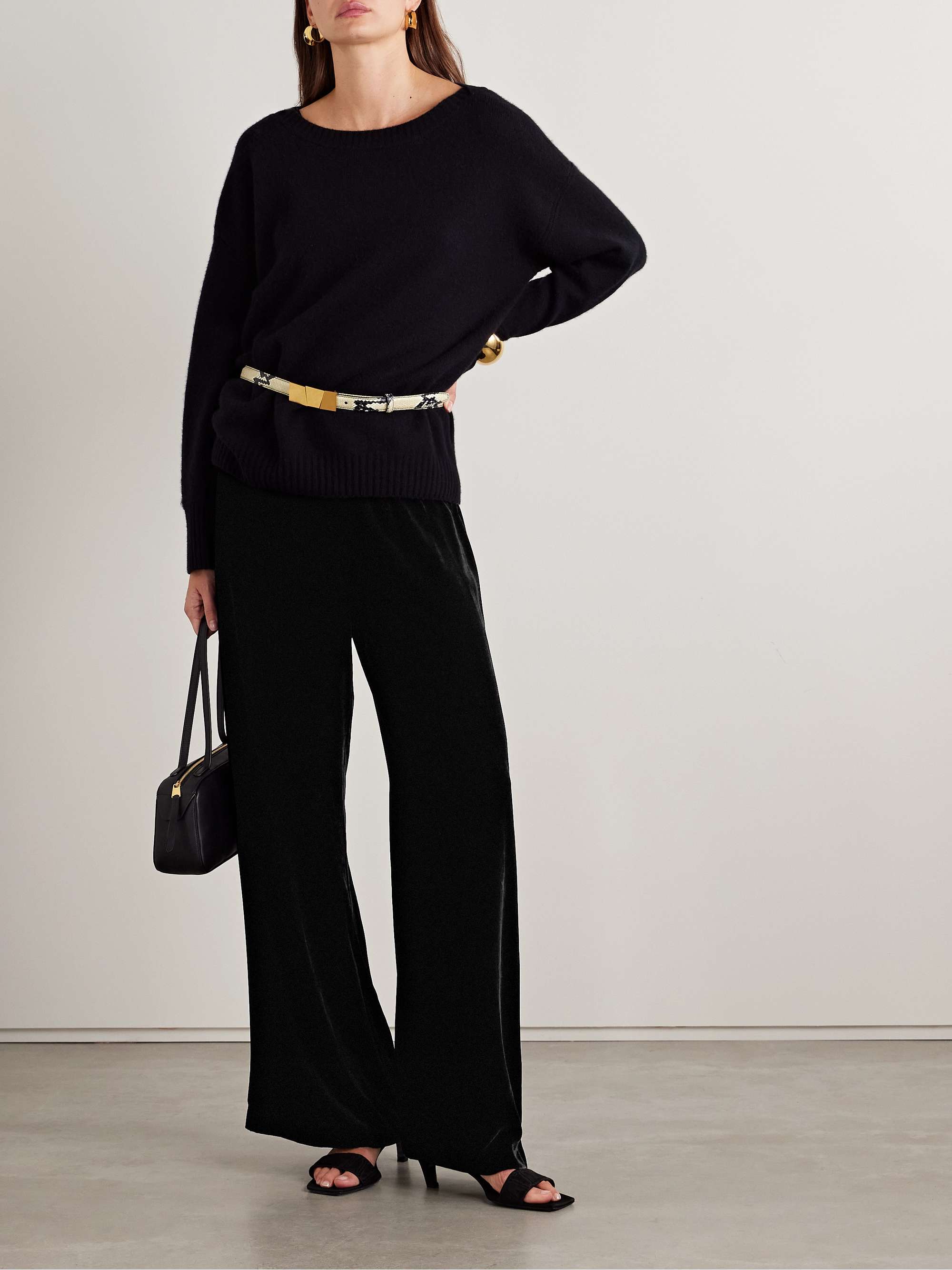 Velvet wide-leg pants view
