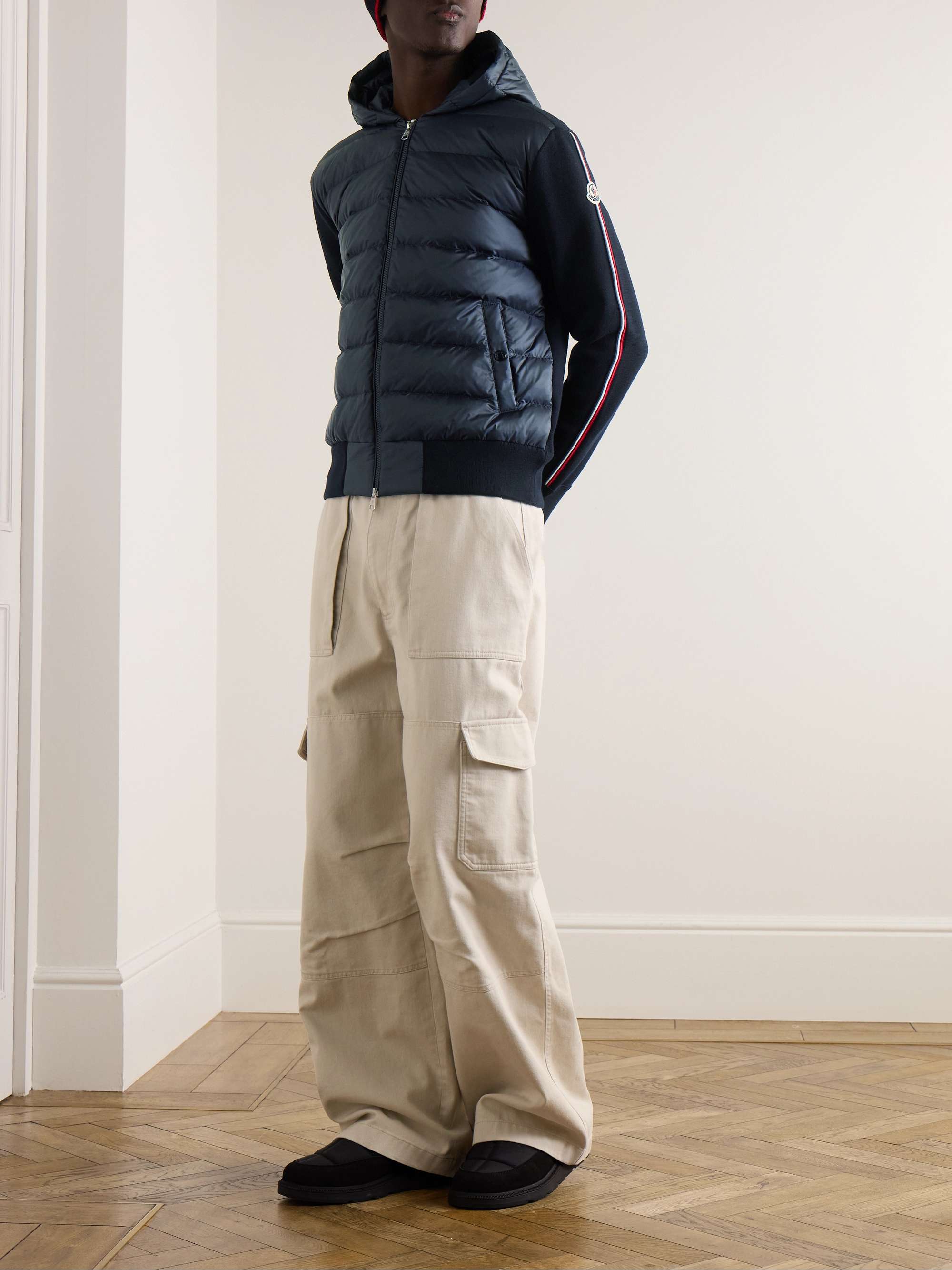 Logo-Appliquéd Virgin Wool and Quilted Shell Down Cardigan view