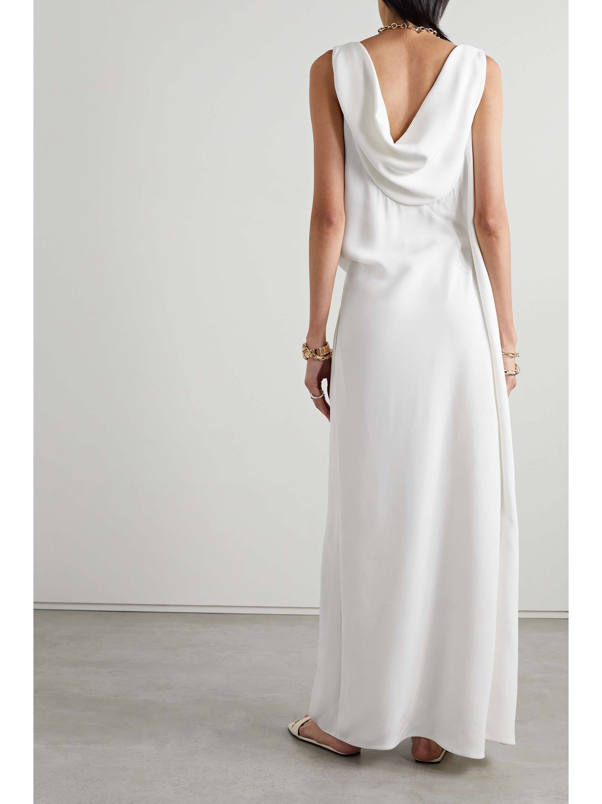 Bamaris one-shoulder draped silk-crepe maxi dress view