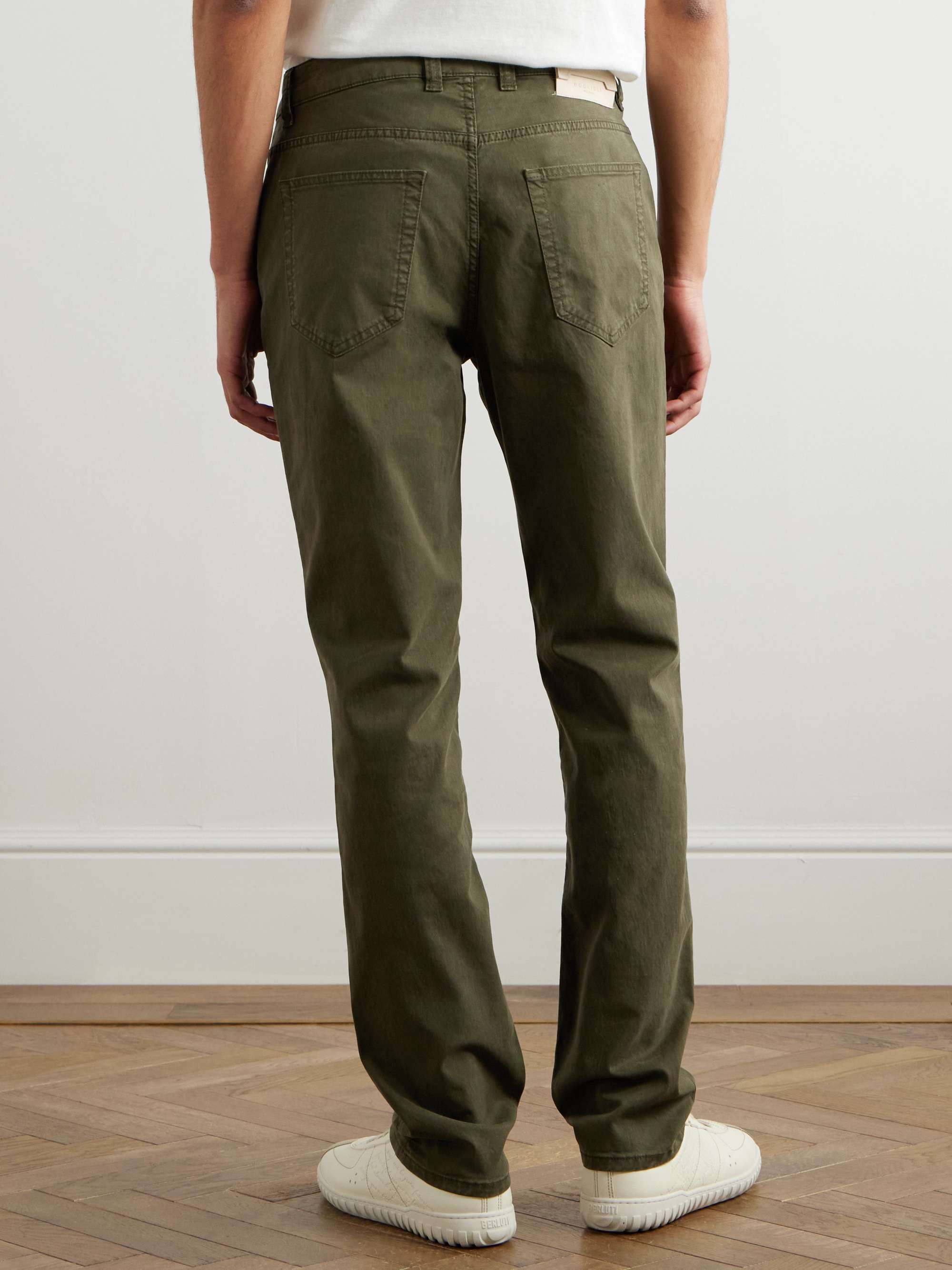 Straight-Leg Stretch Cotton, TENCEL™ and Silk-Blend Twill Trousers view