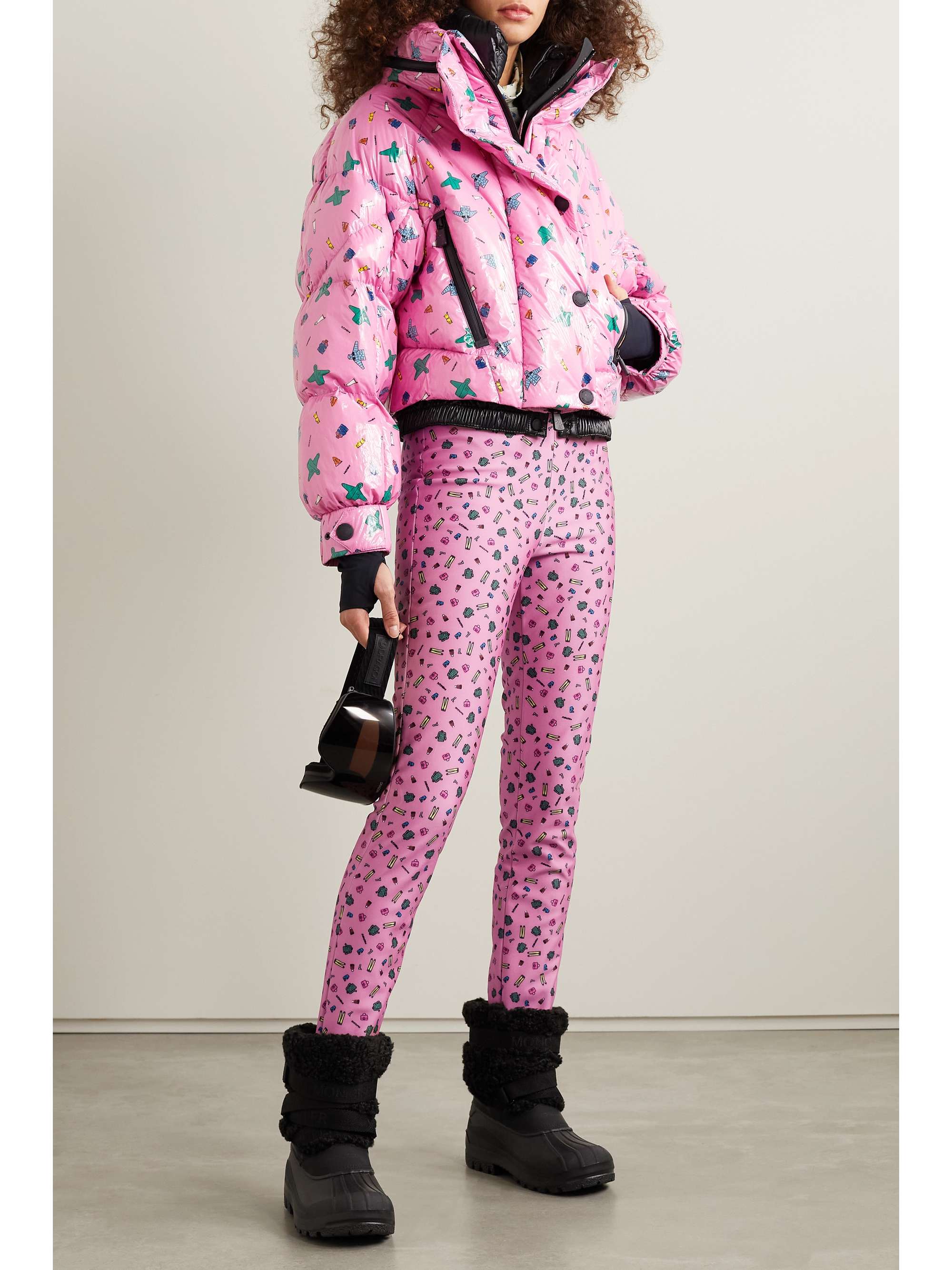 + 3 Moncler Grenoble cropped printed quilted down ski jacket view
