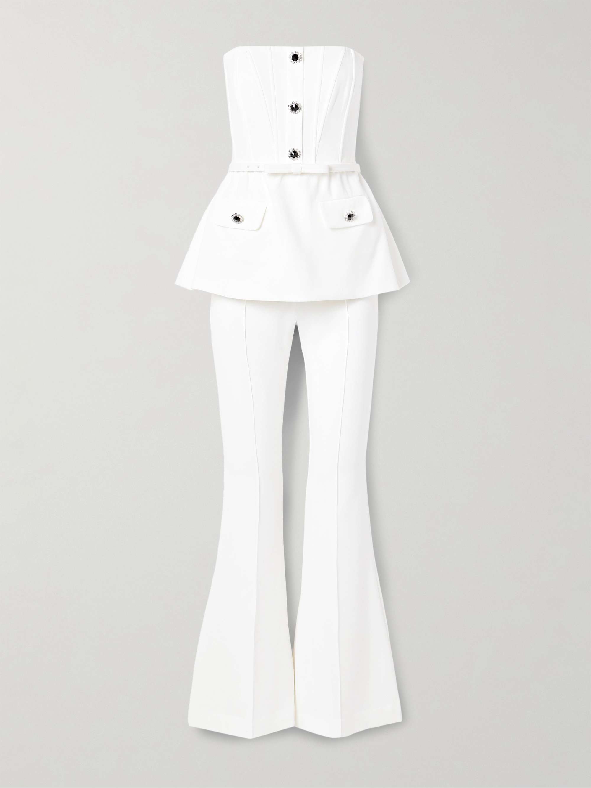 Strapless belted embellished stretch-crepe jumpsuit view