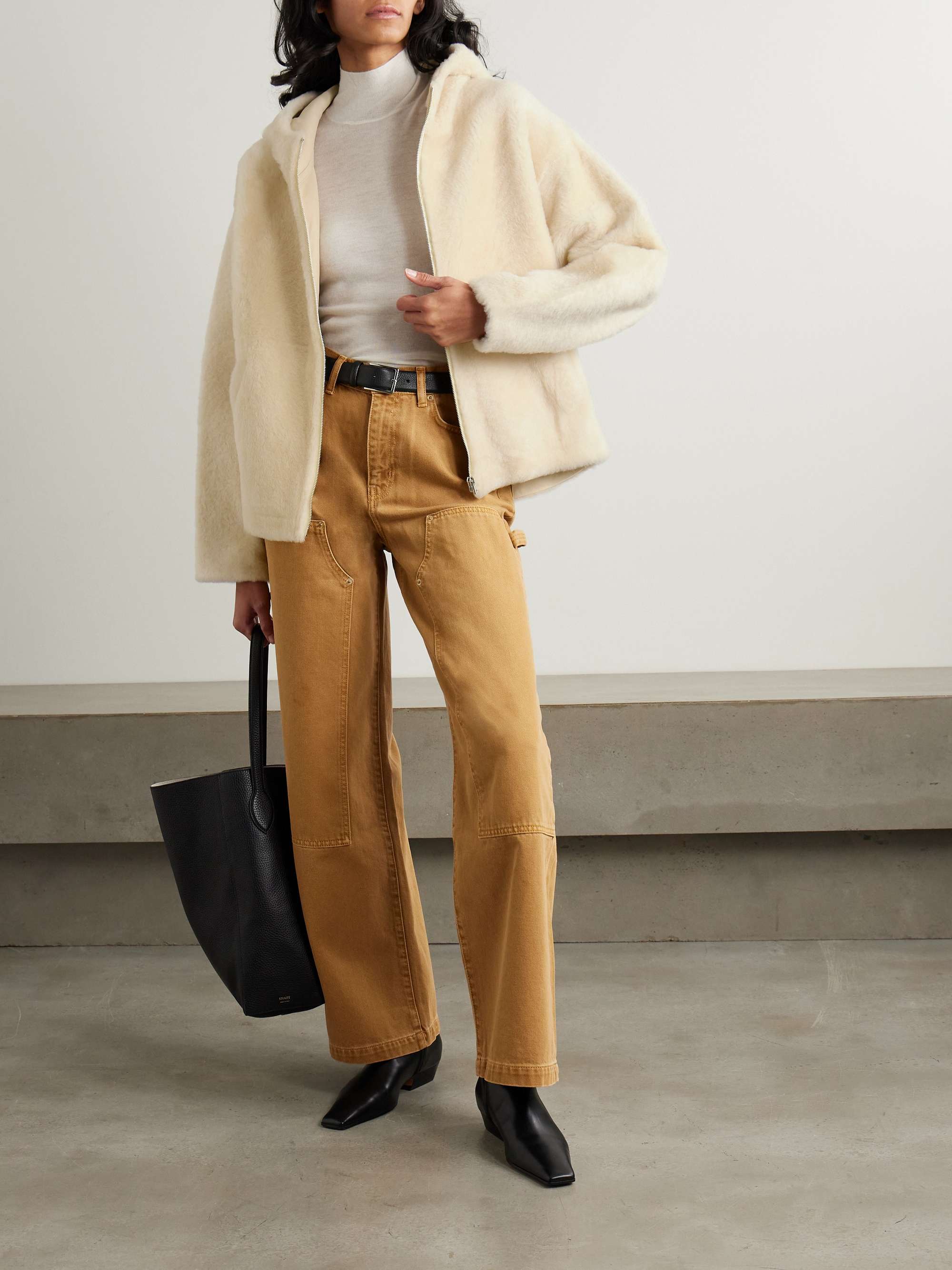 Hooded shearling jacket view