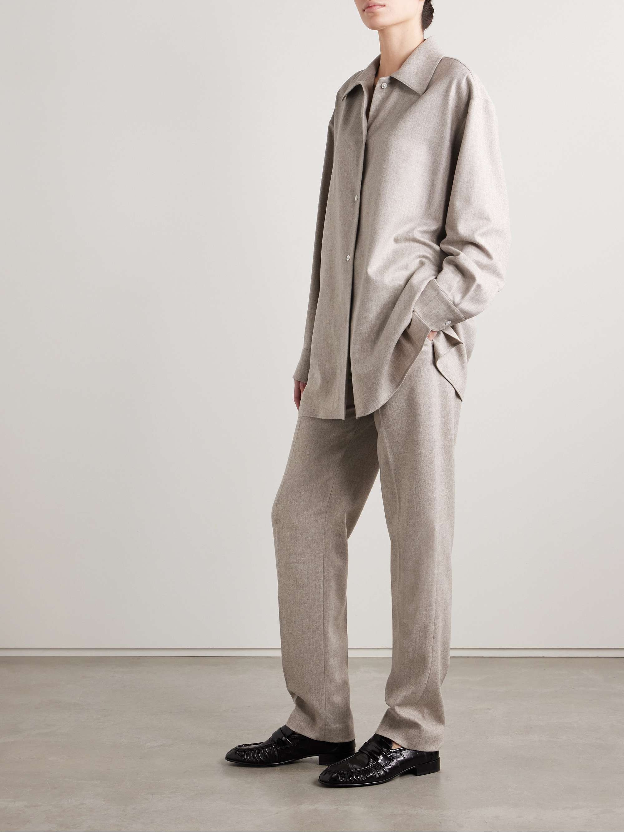 Komako brushed wool and cashmere-blend shirt view