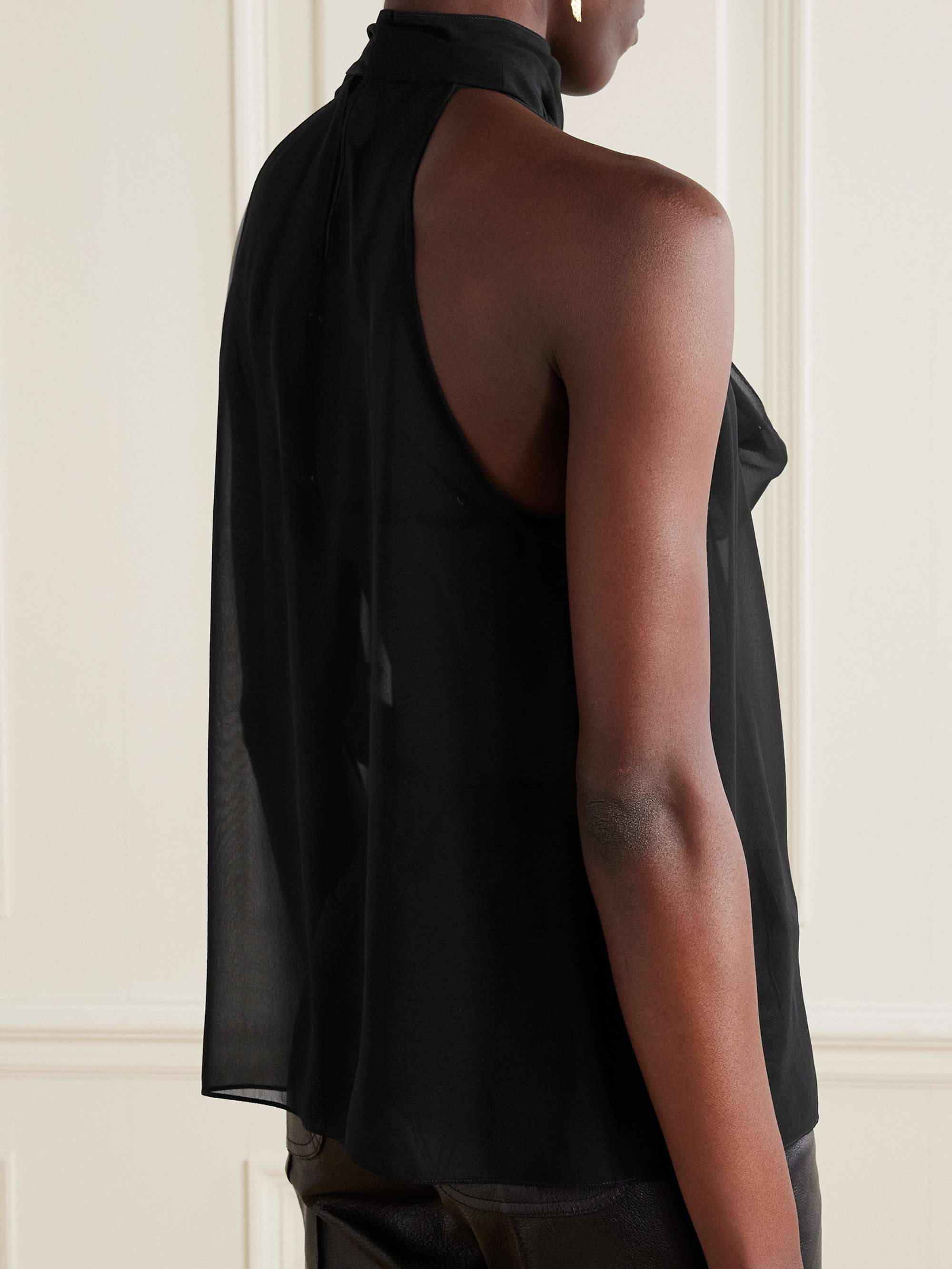 Silk-chiffon halterneck top view