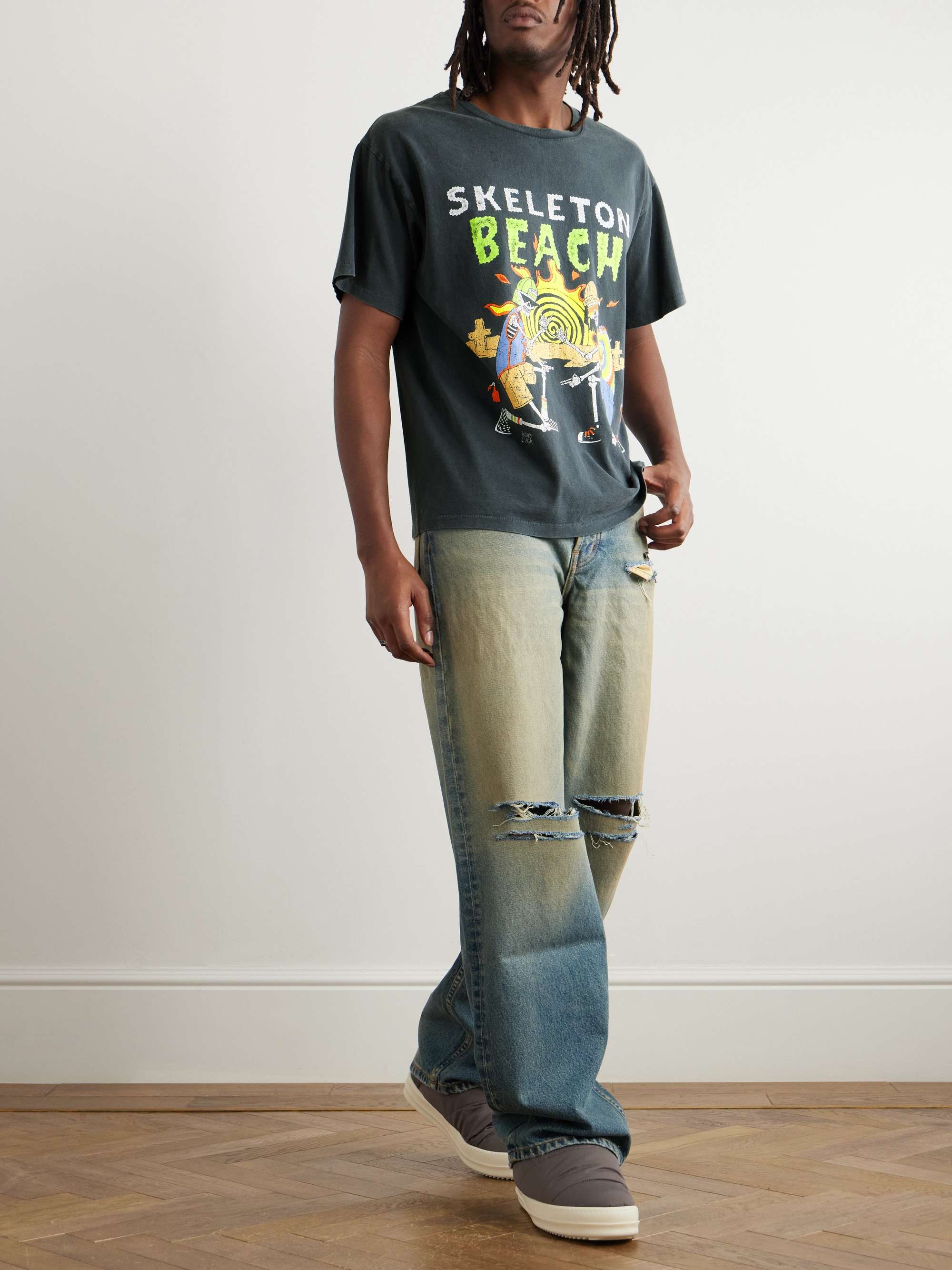 Skeleton Beach Glittered Printed Cotton-Jersey T-Shirt view