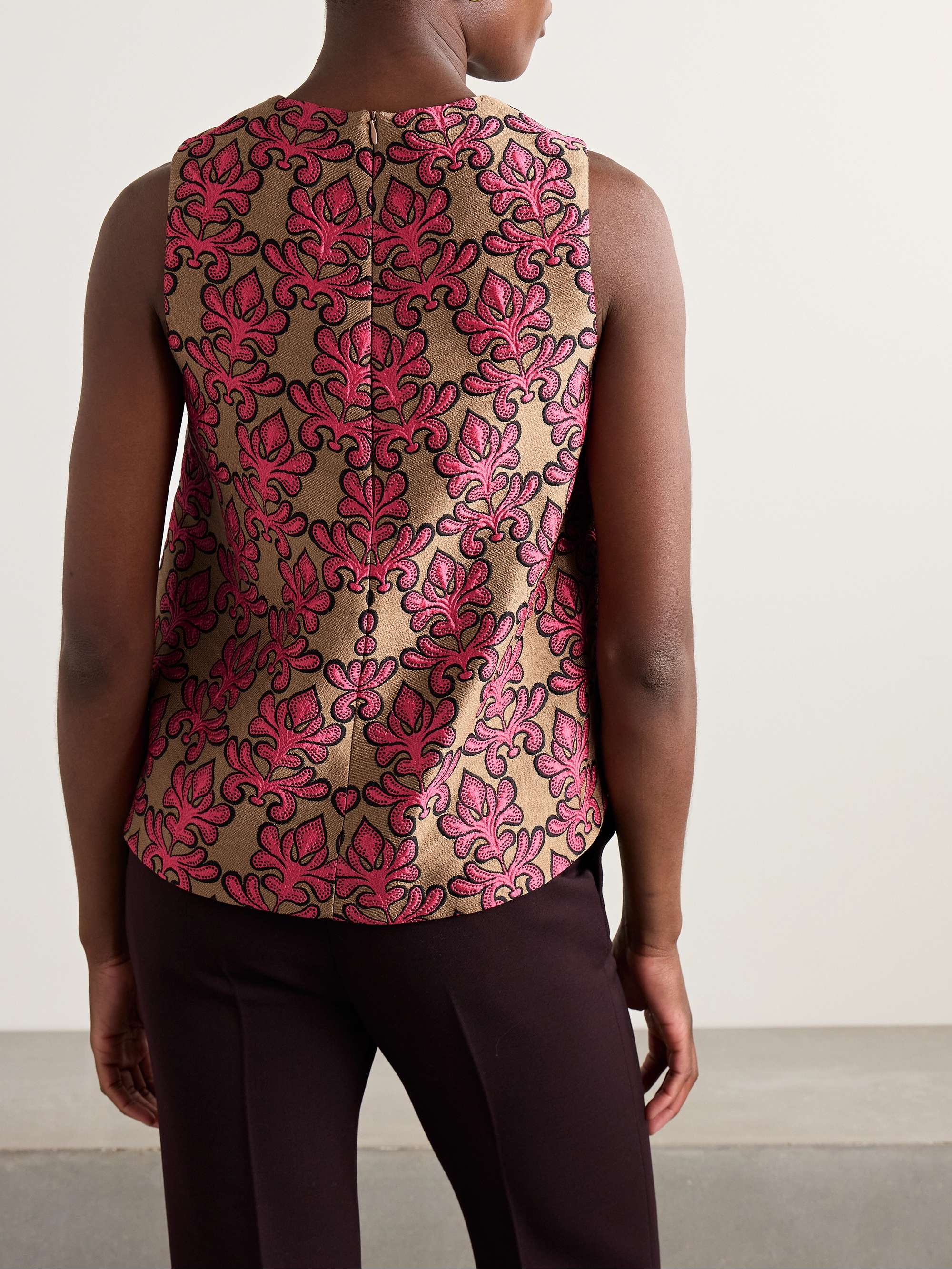 La Scala asymmetric cotton-blend jacquard top view