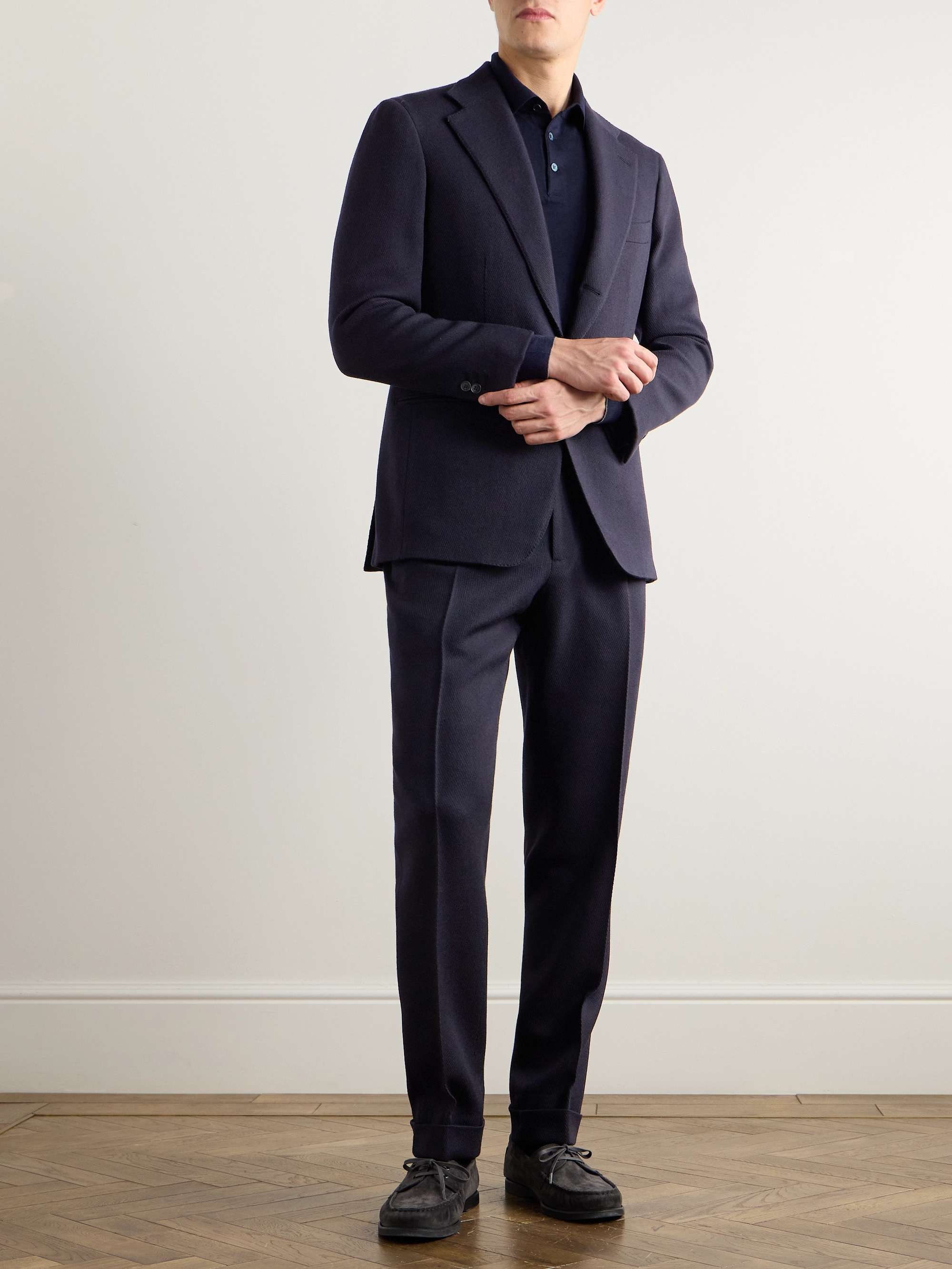Straight-Leg Pleated Wool Suit Trousers view