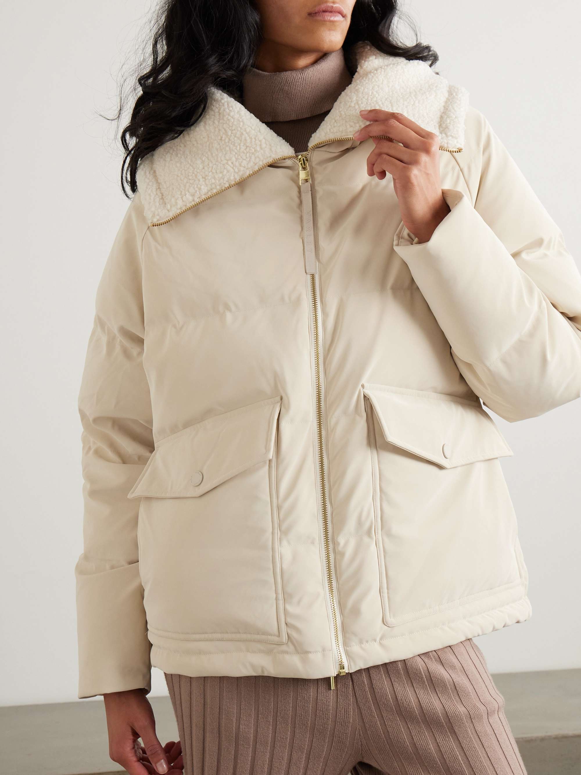 Roseville faux shearling-trimmed faux nubuck down jacket view