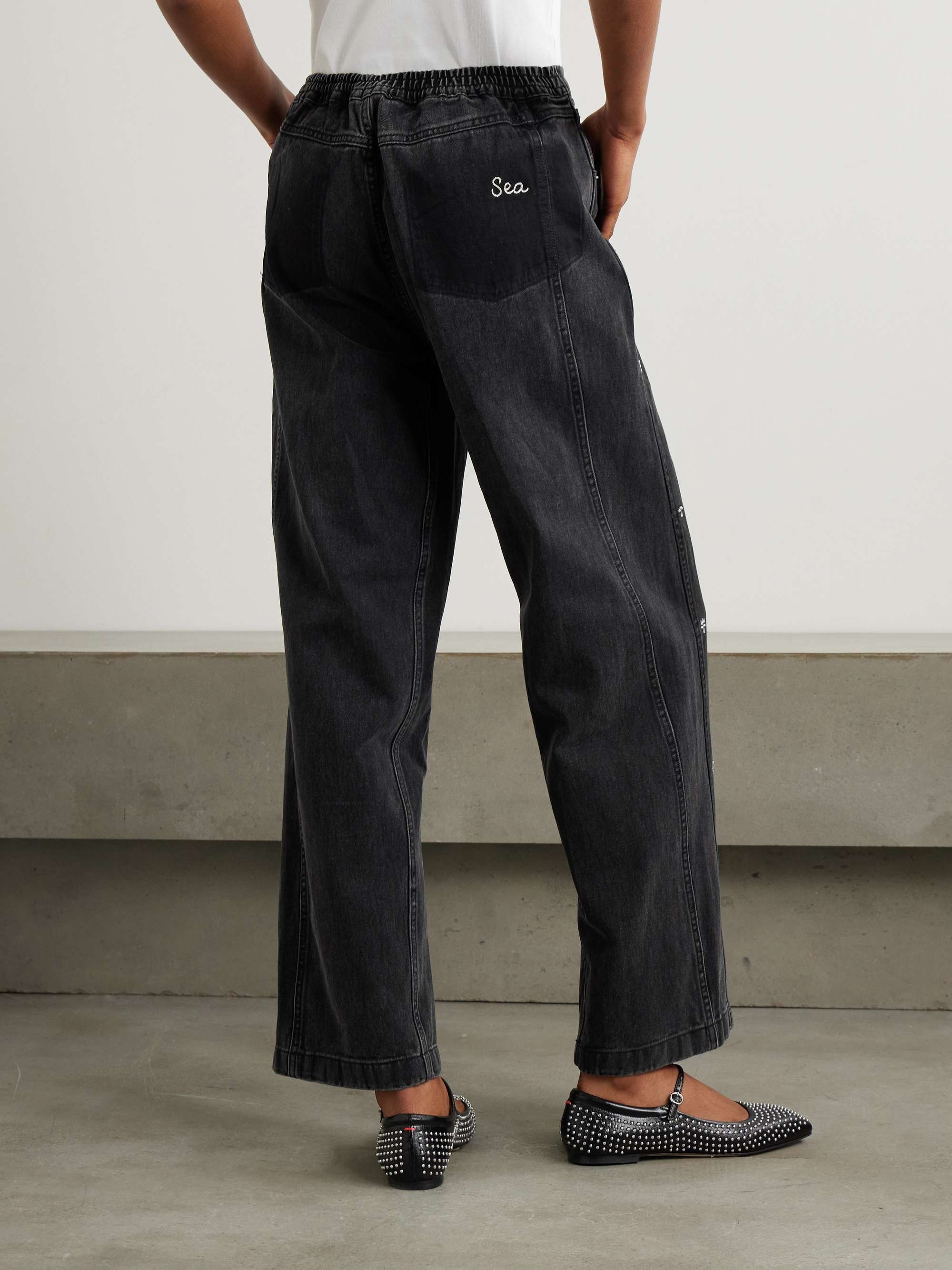 Bala crystal-embellished high-rise wide-leg jeans view