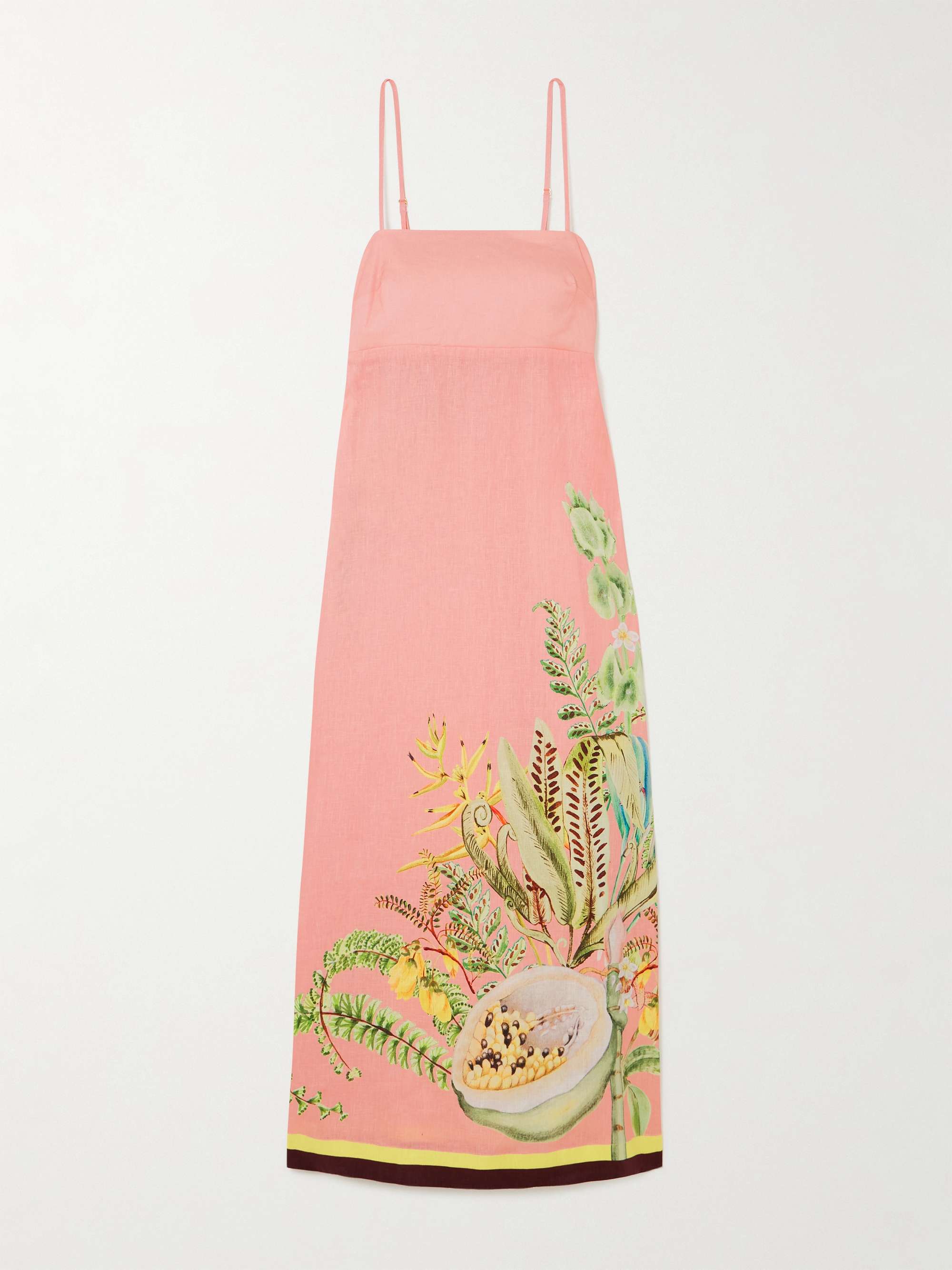 Papaya smocked printed linen midi dress view