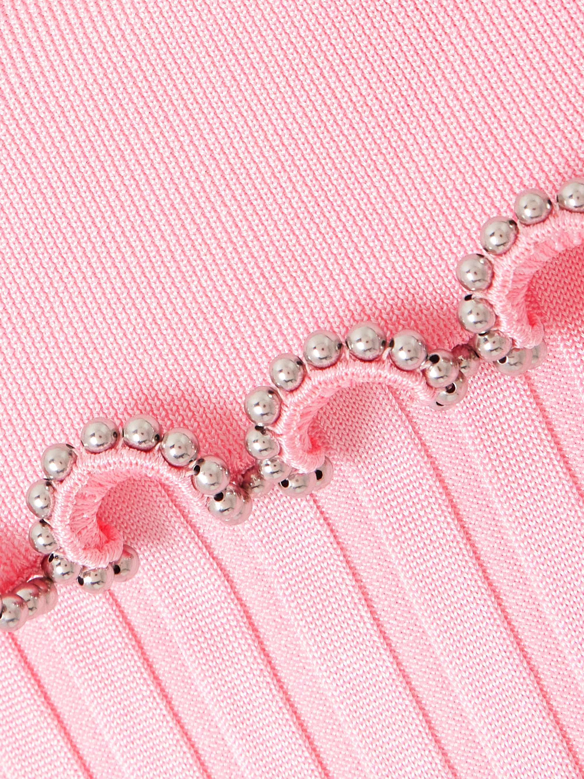 Bead-embellished ribbed-knit polo shirt view