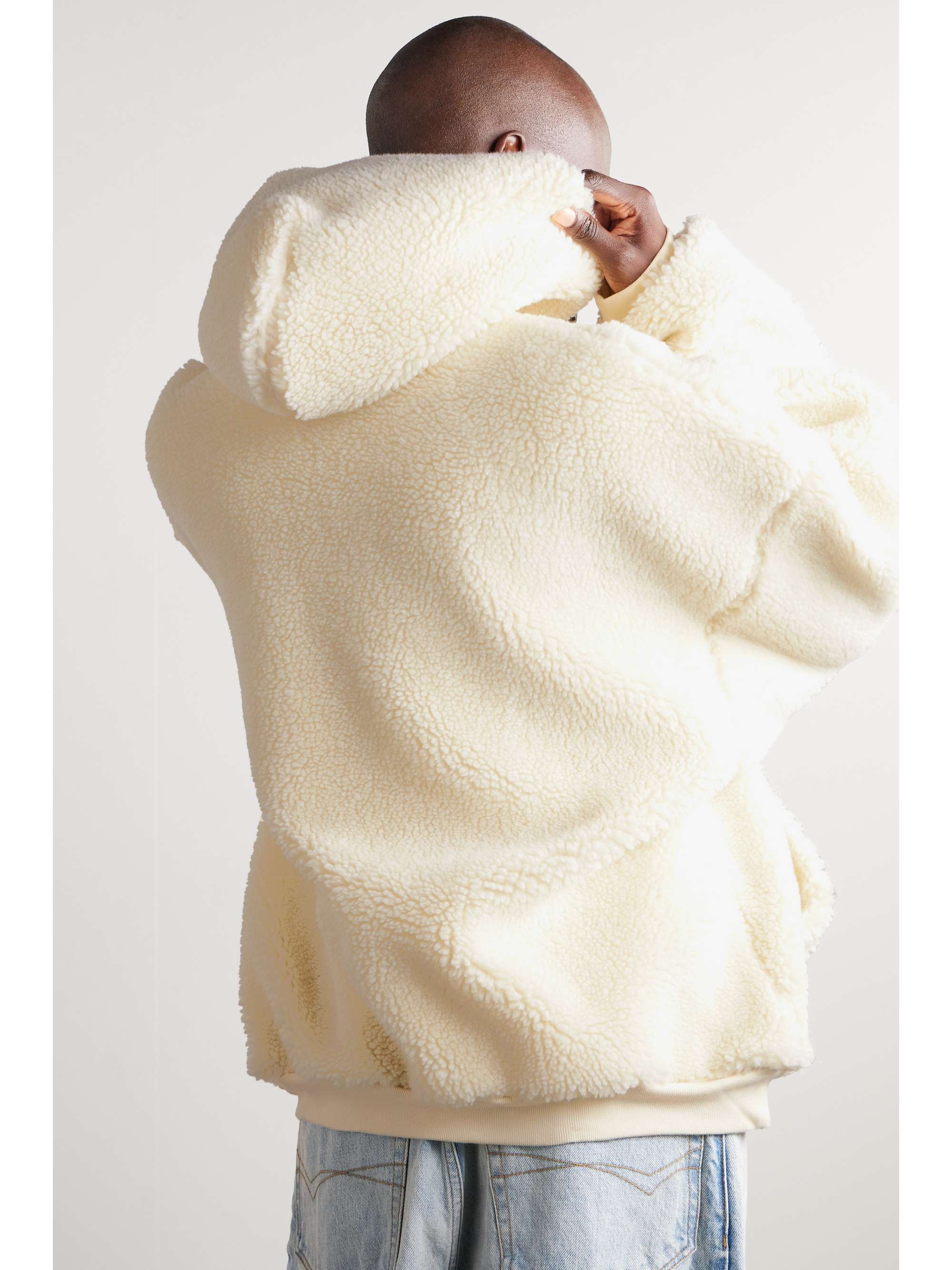 Oversized hooded faux shearling jacket view
